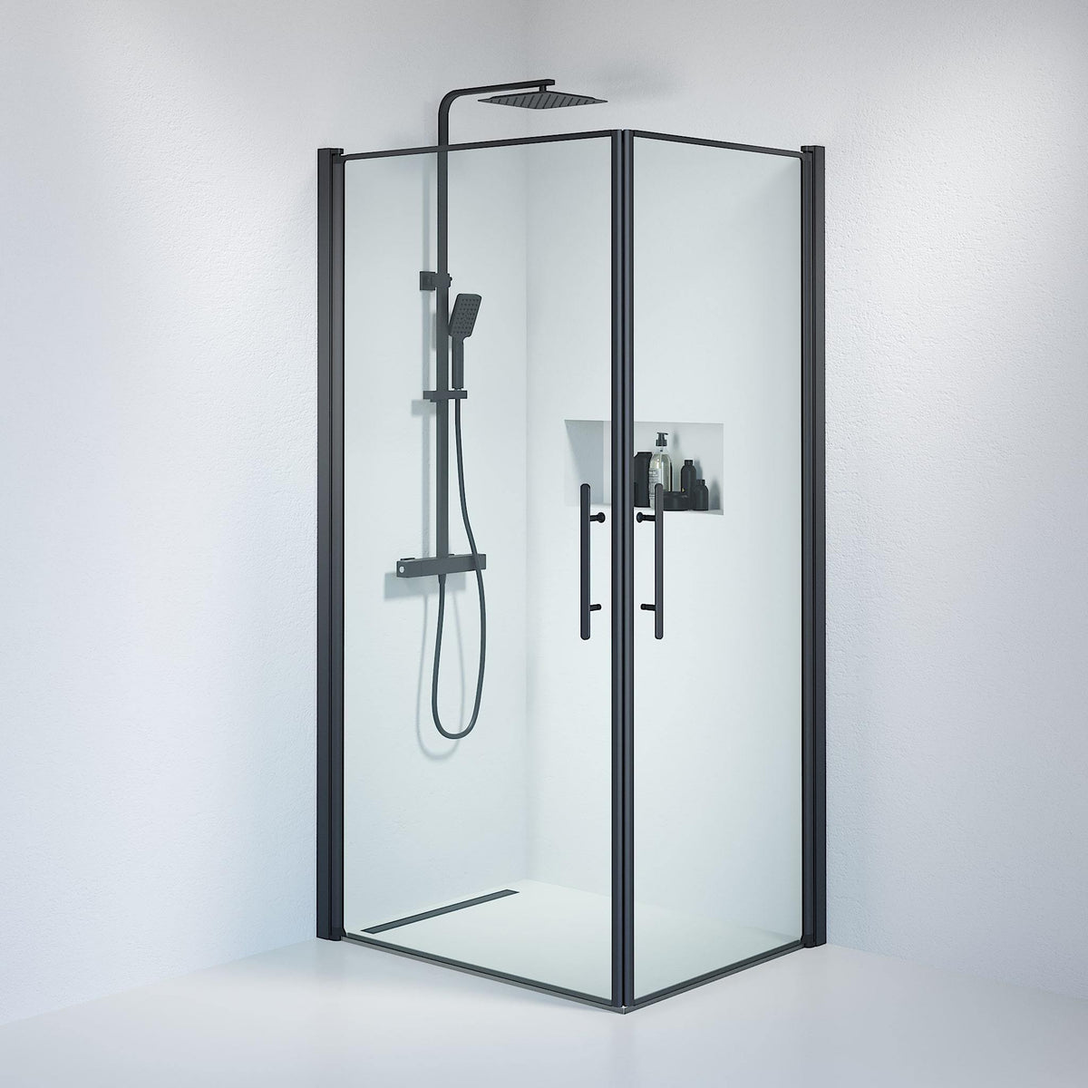 Square - Clear, Shower Enclosure Set - Code, Clear/Black - 80 cm - MASTERSTORE - 8595677120707 - Shower Enclosure Set - Code - 36 - 808 - 02 - 50 - 00 - 8595677120707