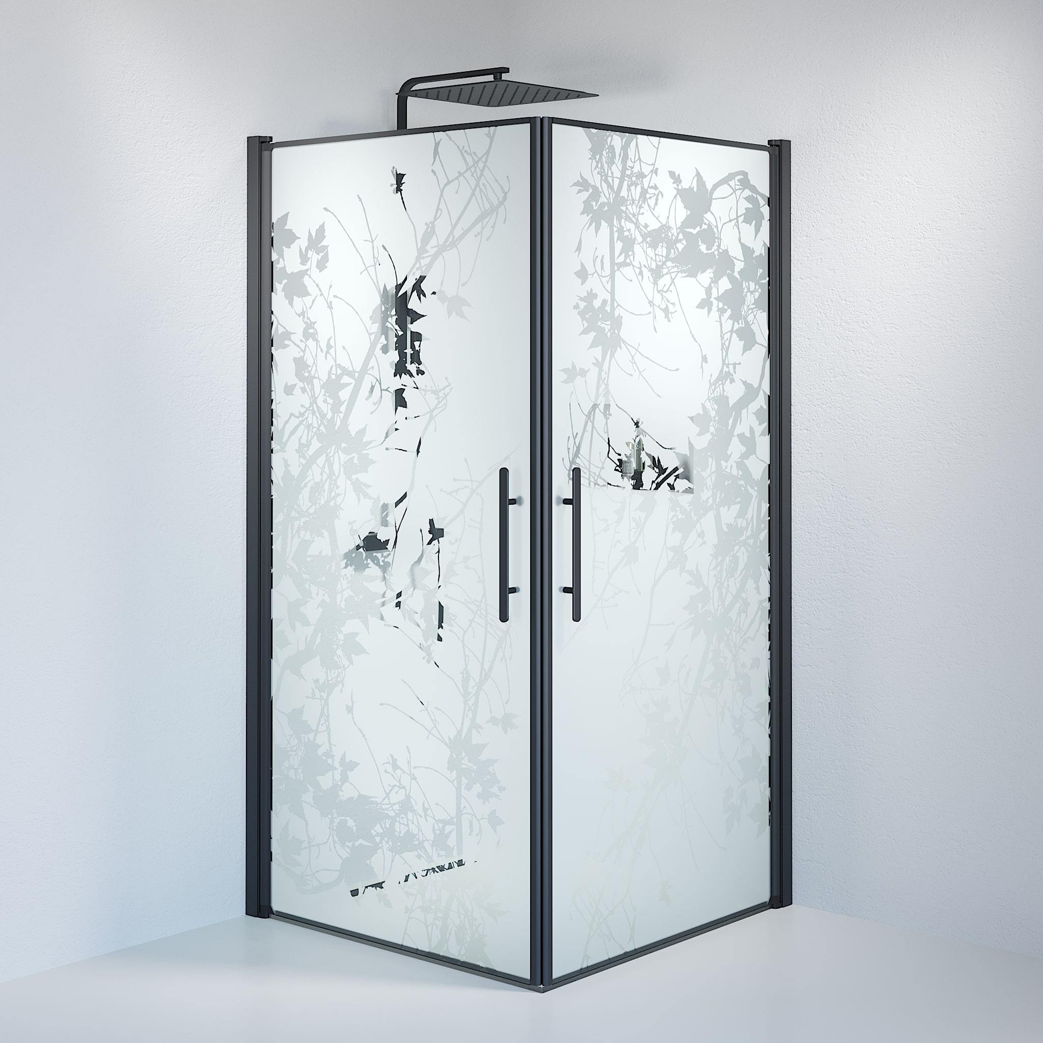Duschhörna fyrkantig 80x80x198 cm - 6 mm frostad dekor nanoglas - svart profil - Vänern - Duschhörn - Square - Decor, Shower Enclosure Set - Code, Decor/Black - 80 cm - MASTERSTORE - 8595677120714 - Shower Enclosure Set - Code - 36 - 808 - 02 - 54 - 00 - 8595677120714 -