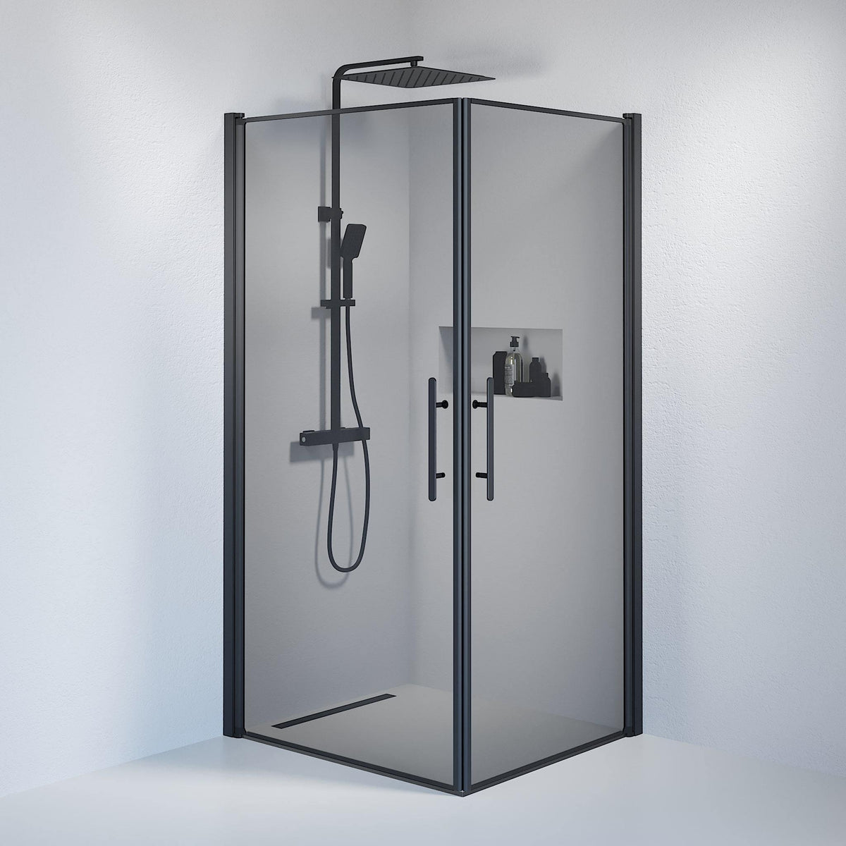 Square - Smoked, Shower Enclosure Set - Code, Smoked/Black - 80 cm - MASTERSTORE - 8595677120738 - Shower Enclosure Set - Code - 36 - 808 - 02 - 56 - 00 - 8595677120738