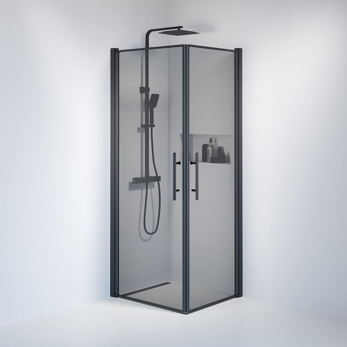 Square - Smoked, Shower Enclosure Set - Code, Smoked/Black - 80 cm - MASTERSTORE - 8595677120738 - Shower Enclosure Set - Code - 36 - 808 - 02 - 56 - 00 - 8595677120738