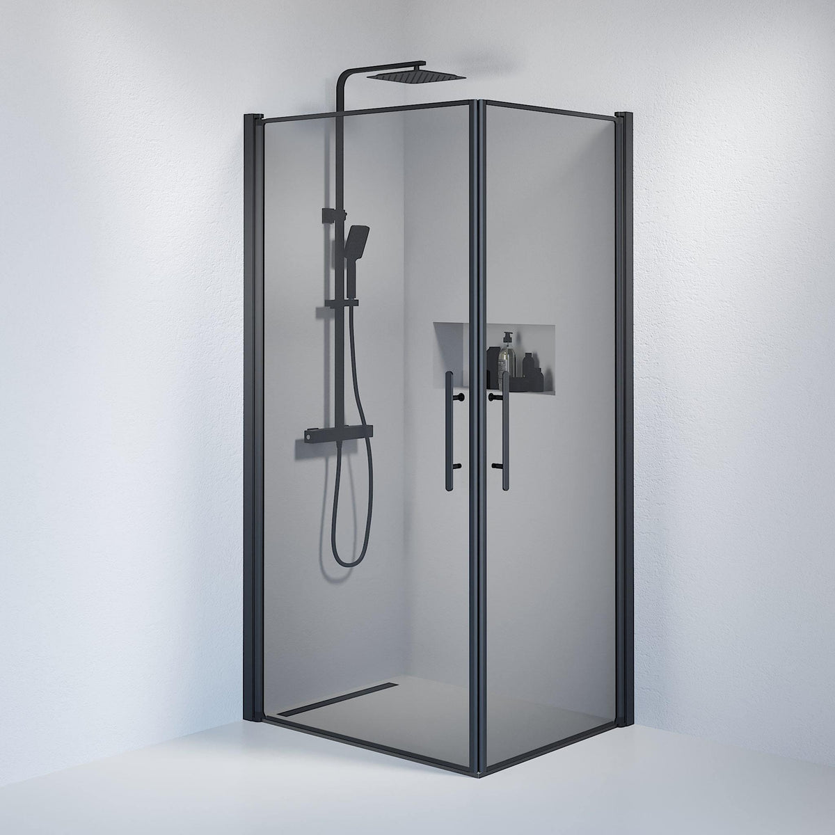 Square - Smoked, Shower Enclosure Set - Code, Smoked/Black - 80 cm - MASTERSTORE - 8595677120738 - Shower Enclosure Set - Code - 36 - 808 - 02 - 56 - 00 - 8595677120738