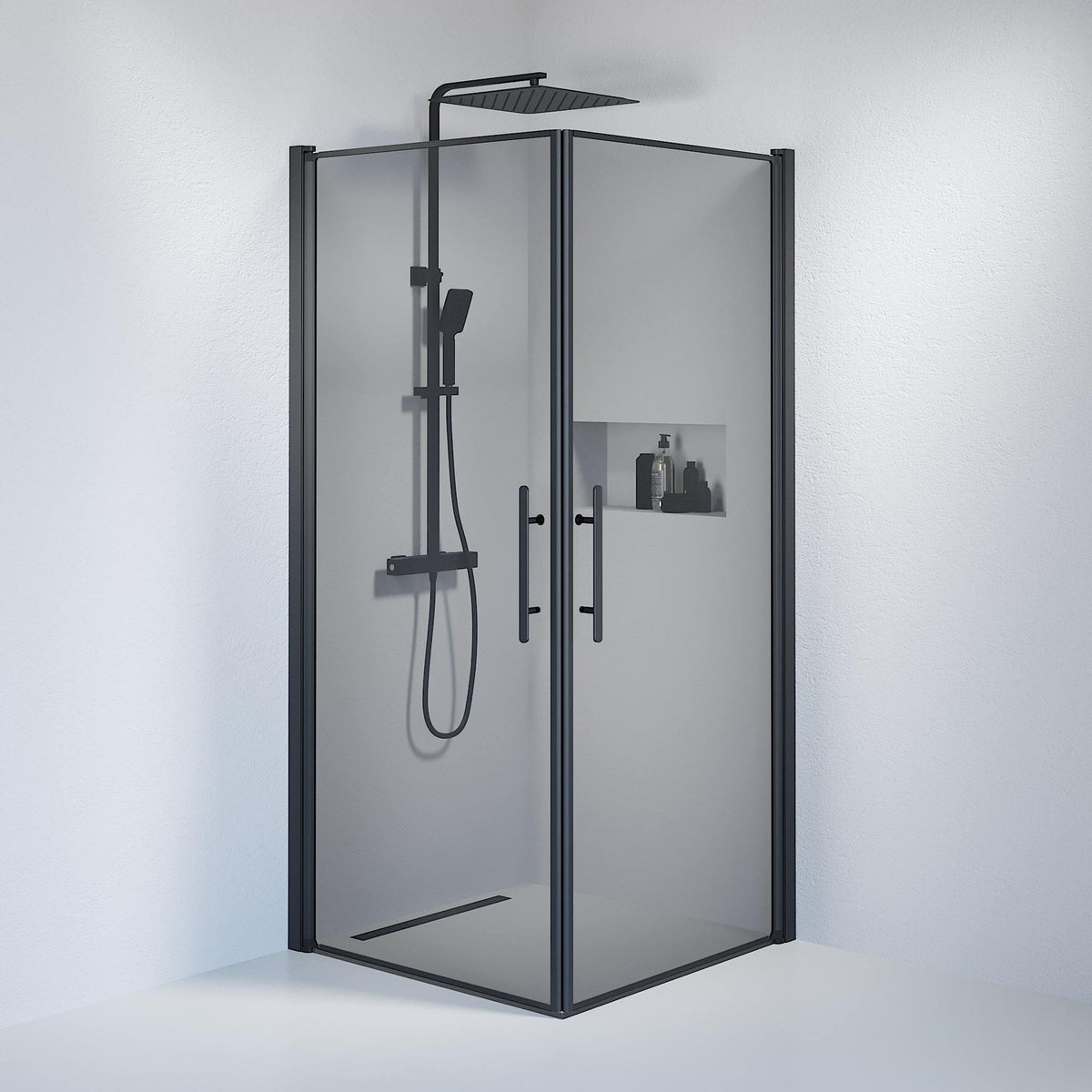 Square - Smoked, Shower Enclosure Set - Code, Smoked/Black - 80 cm - MASTERSTORE - 8595677120738 - Shower Enclosure Set - Code - 36 - 808 - 02 - 56 - 00 - 8595677120738