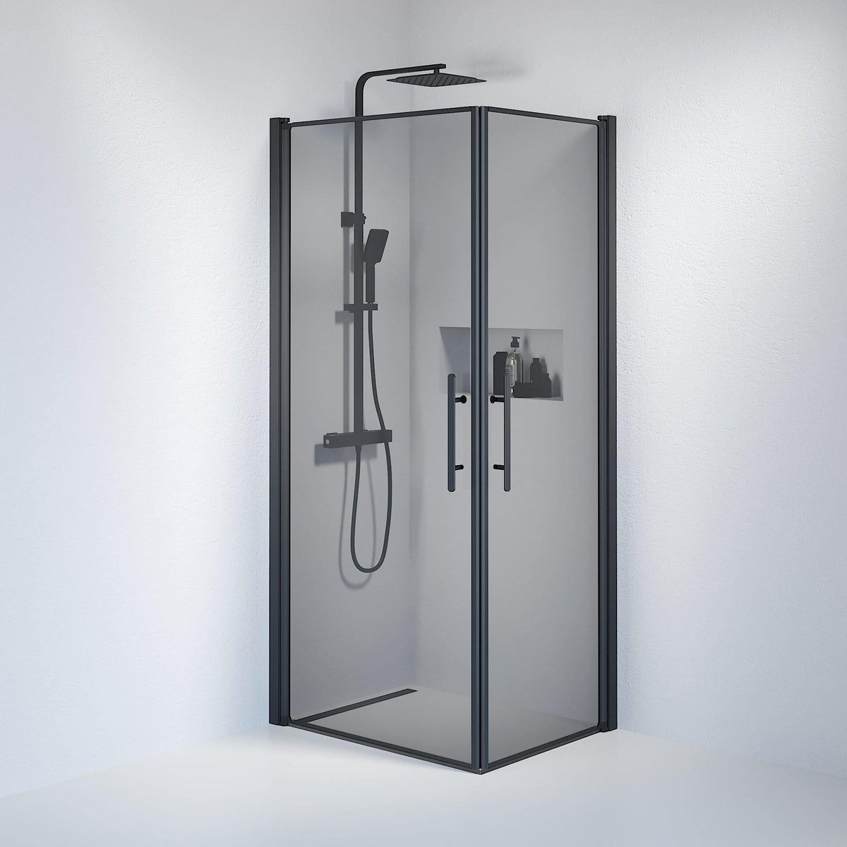 Square - Smoked, Shower Enclosure Set - Code, Smoked/Black - 80 cm - MASTERSTORE - 8595677120738 - Shower Enclosure Set - Code - 36 - 808 - 02 - 56 - 00 - 8595677120738