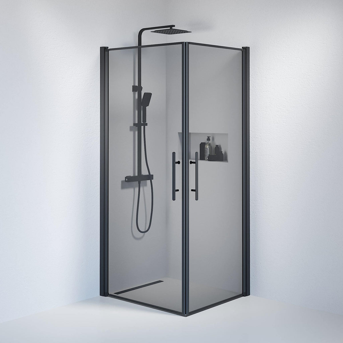 Square - Smoked, Shower Enclosure Set - Code, Smoked/Black - 80 cm - MASTERSTORE - 8595677120738 - Shower Enclosure Set - Code - 36 - 808 - 02 - 56 - 00 - 8595677120738