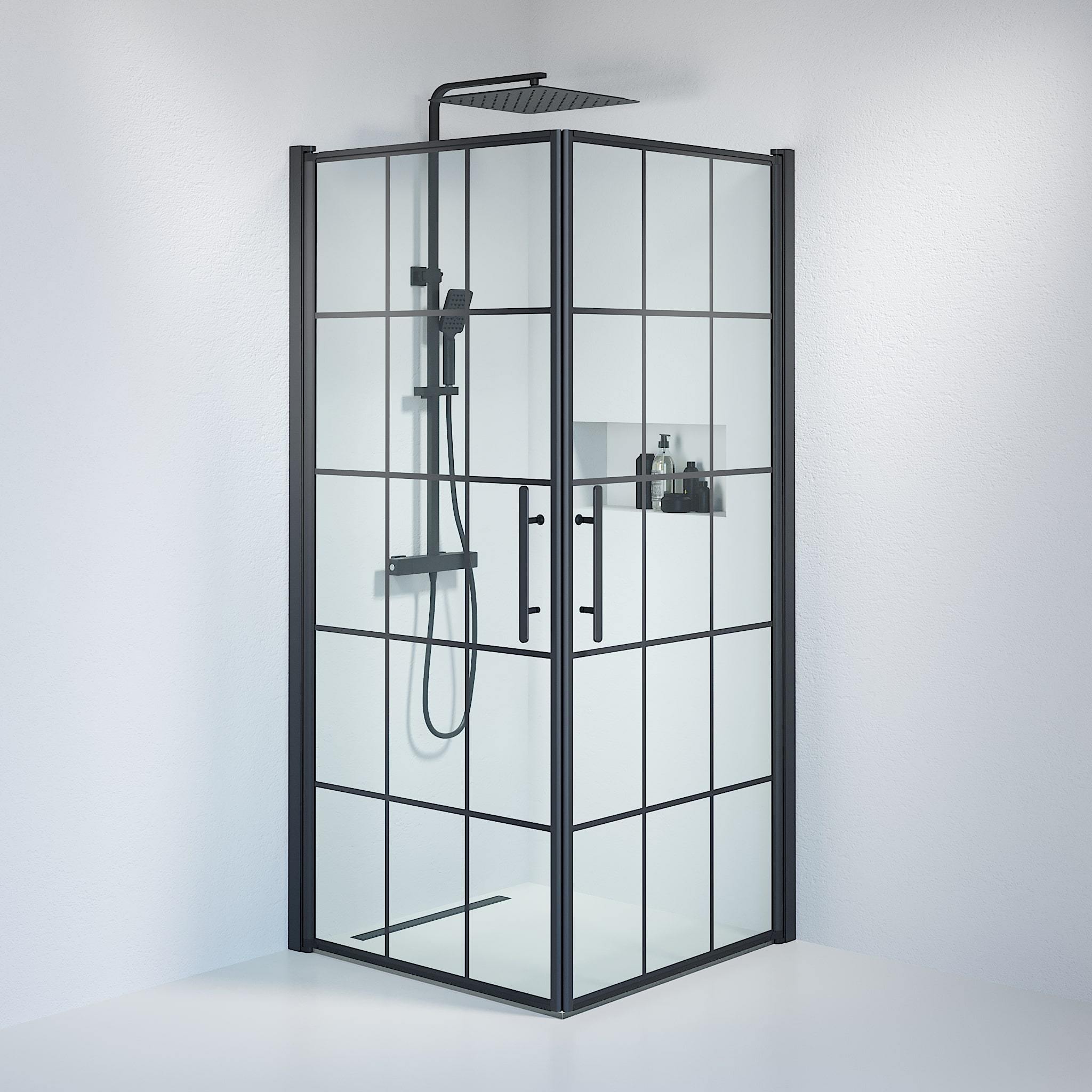 Square - Frames, Shower Enclosure Set - Code, Frame/Black - 80 cm - MASTERSTORE - 8595677120745 - Shower Enclosure Set - Code - 36 - 808 - 02 - 49 - 01 - 8595677120745