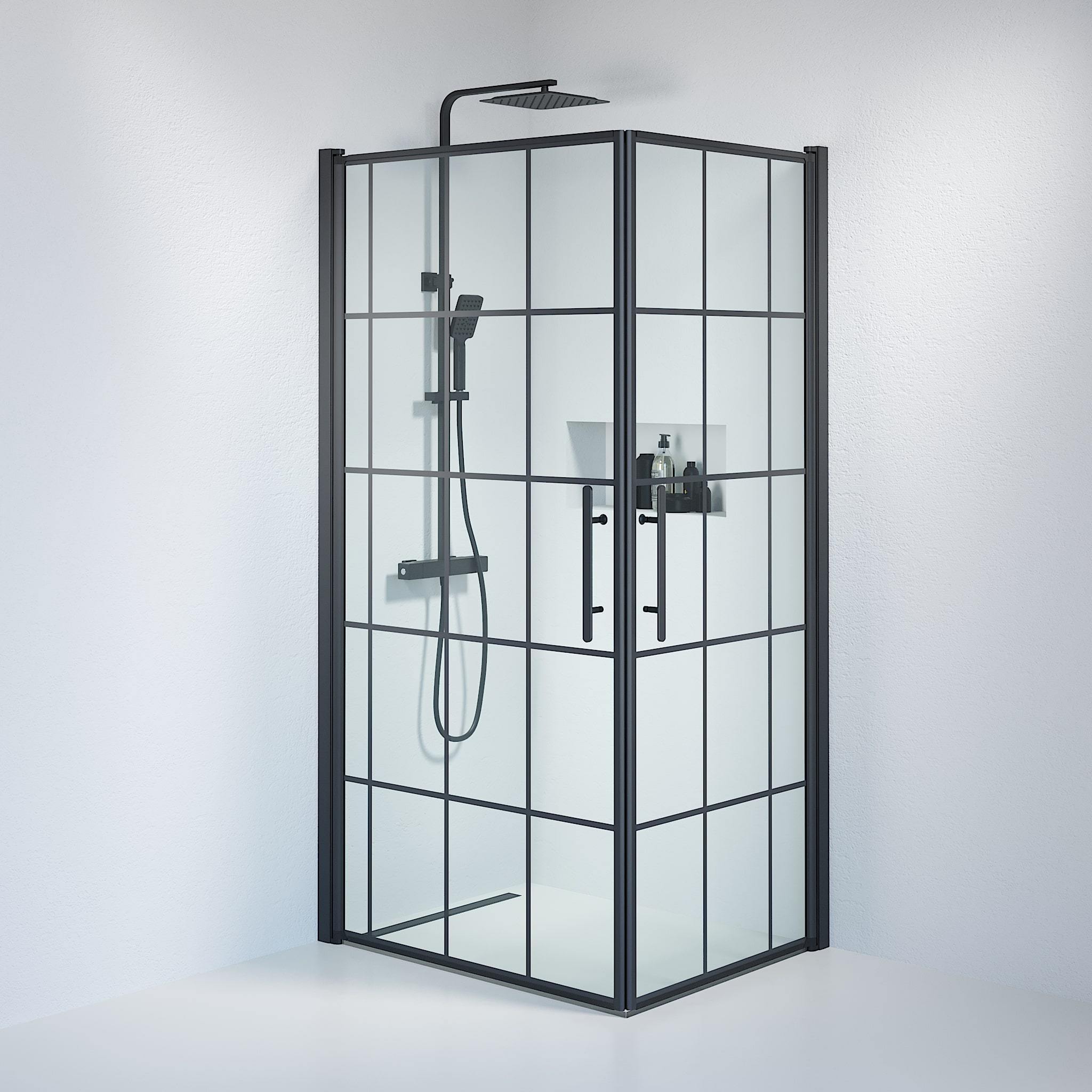 Square - Frames, Shower Enclosure Set - Code, Frame/Black - 80 cm - MASTERSTORE - 8595677120745 - Shower Enclosure Set - Code - 36 - 808 - 02 - 49 - 01 - 8595677120745