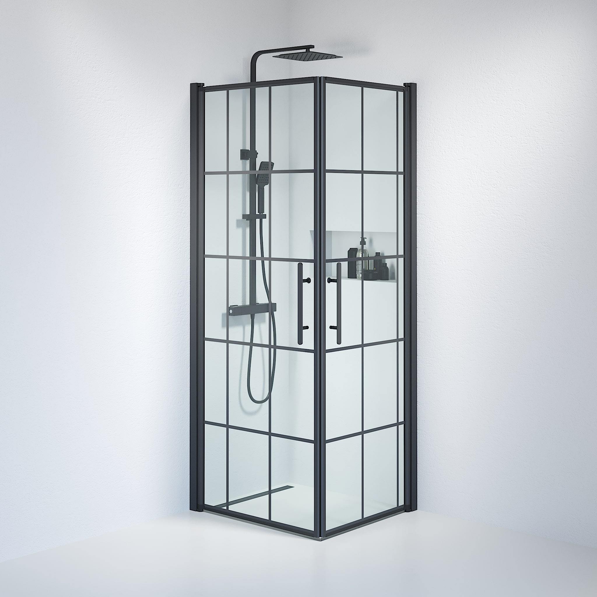 Square - Frames, Shower Enclosure Set - Code, Frame/Black - 80 cm - MASTERSTORE - 8595677120745 - Shower Enclosure Set - Code - 36 - 808 - 02 - 49 - 01 - 8595677120745