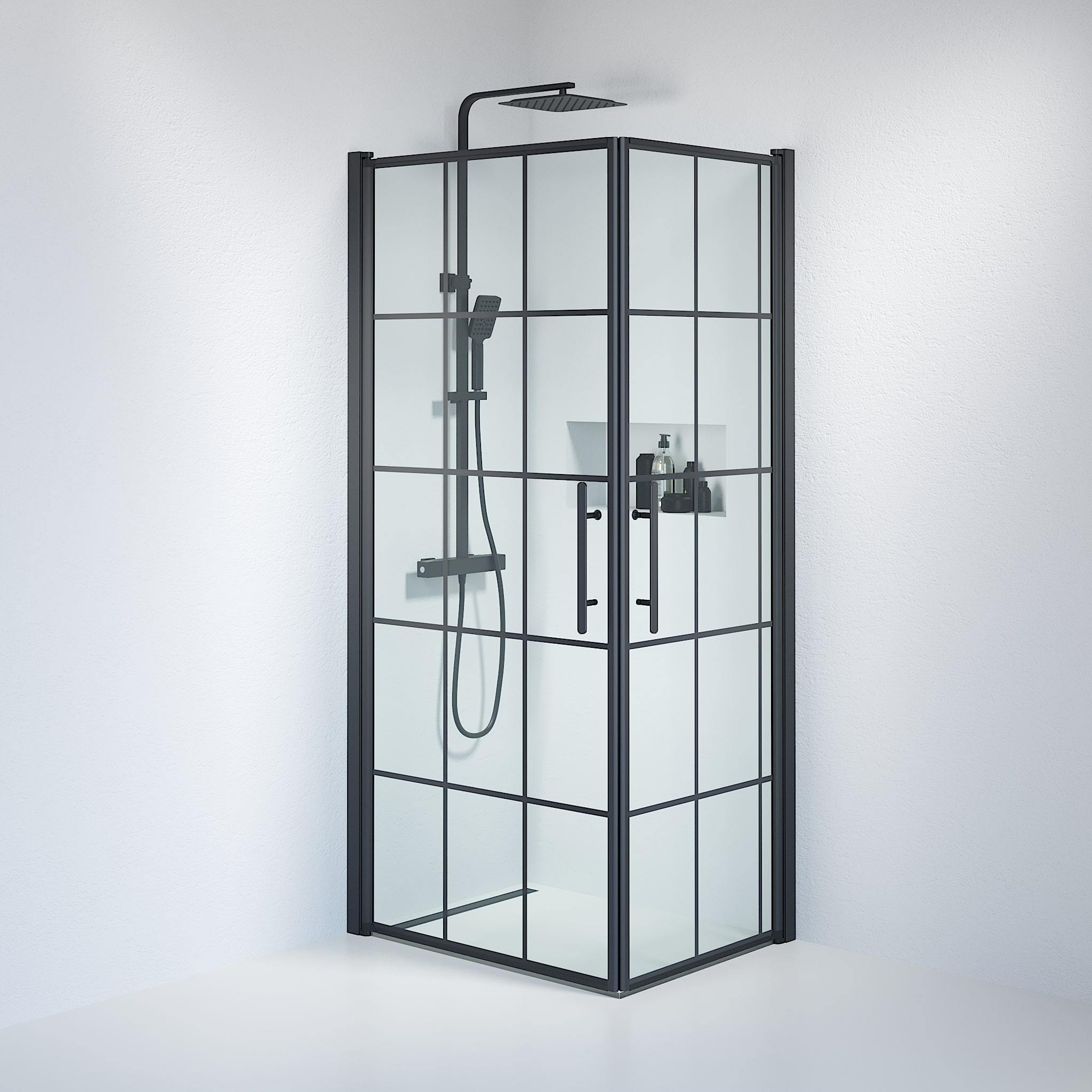 Square - Frames, Shower Enclosure Set - Code, Frame/Black - 80 cm - MASTERSTORE - 8595677120745 - Shower Enclosure Set - Code - 36 - 808 - 02 - 49 - 01 - 8595677120745