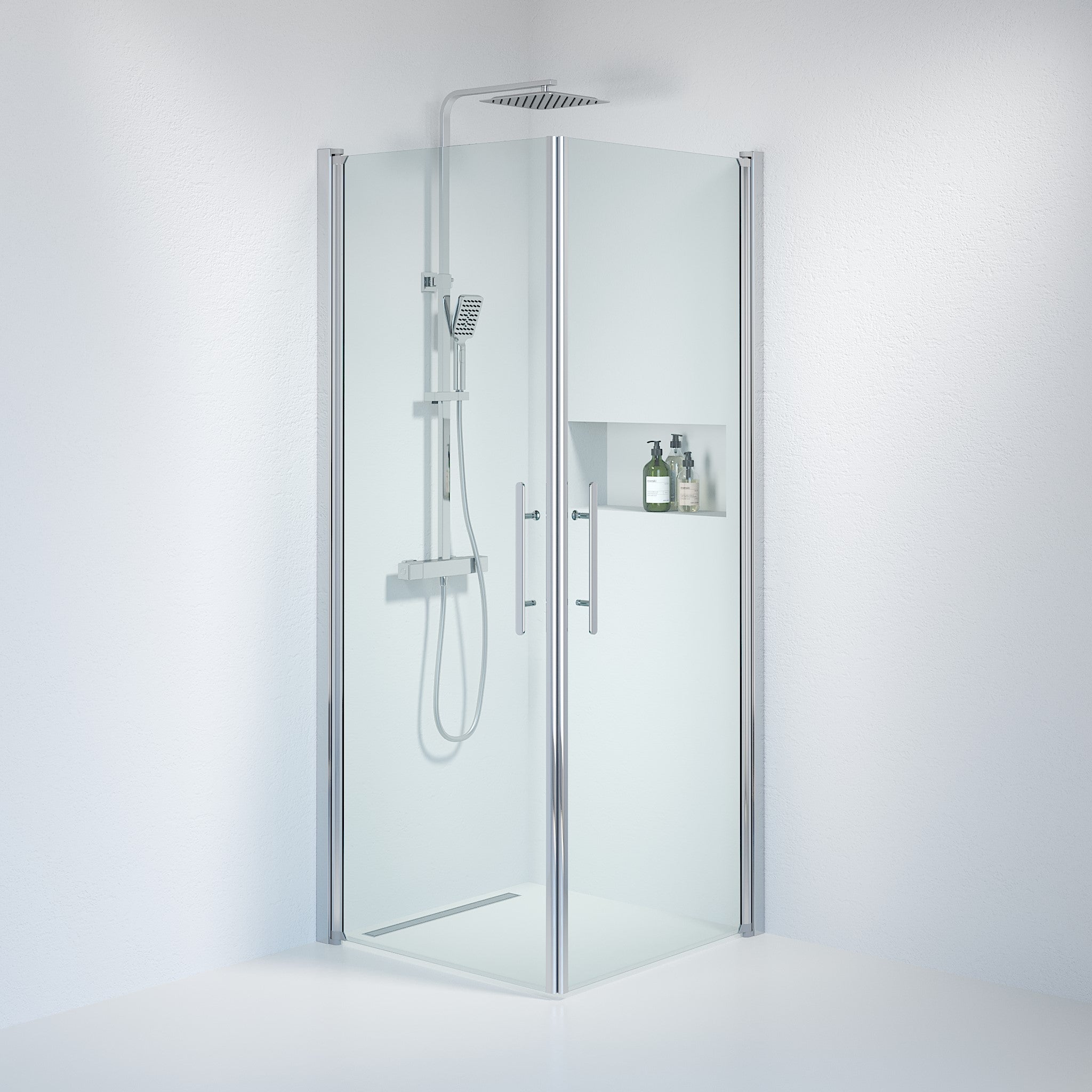Square - Clear, Shower Enclosure Set - Code, Clear/Chrome - 80 cm - MASTERSTORE - 8595677120752 - Shower Enclosure Set - Code - 36 - 808 - 60 - 50 - 00 - 8595677120752