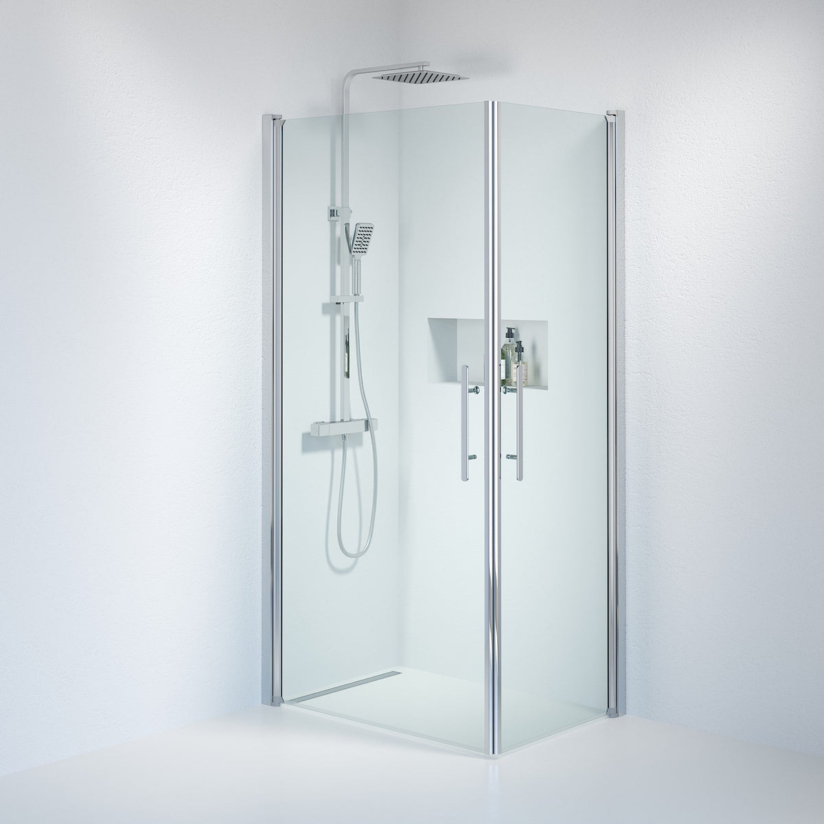 Square - Clear, Shower Enclosure Set - Code, Clear/Chrome - 80 cm - MASTERSTORE - 8595677120752 - Shower Enclosure Set - Code - 36 - 808 - 60 - 50 - 00 - 8595677120752