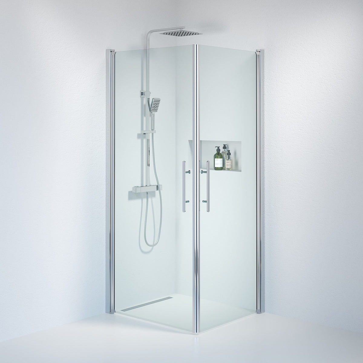 Square - Clear, Shower Enclosure Set - Code, Clear/Chrome - 80 cm - MASTERSTORE - 8595677120752 - Shower Enclosure Set - Code - 36 - 808 - 60 - 50 - 00 - 8595677120752