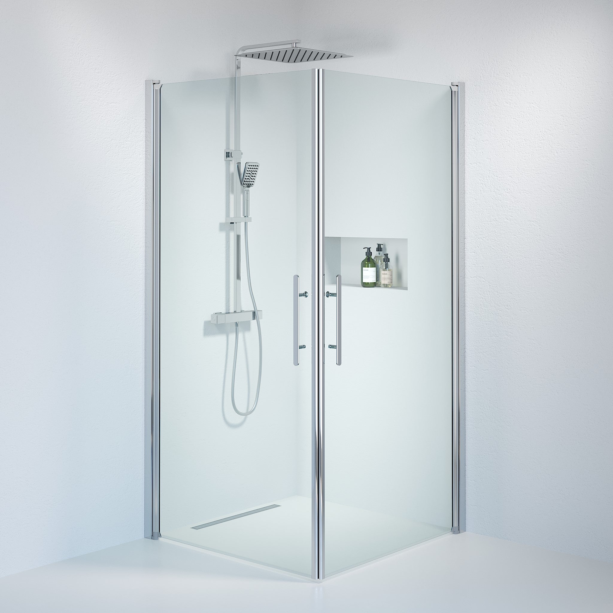 Square - Clear, Shower Enclosure Set - Code, Clear/Chrome - 80 cm - MASTERSTORE - 8595677120752 - Shower Enclosure Set - Code - 36 - 808 - 60 - 50 - 00 - 8595677120752