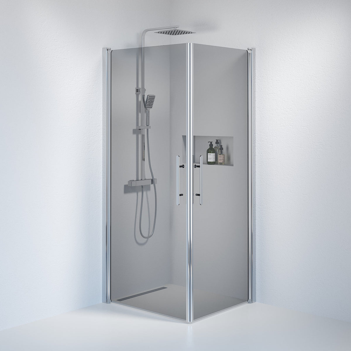 Square - Smoked, Shower Enclosure Set - Code, Smoked/Chrome - 80 cm - MASTERSTORE - 8595677120783 - Shower Enclosure Set - Code - 36 - 808 - 60 - 56 - 00 - 8595677120783