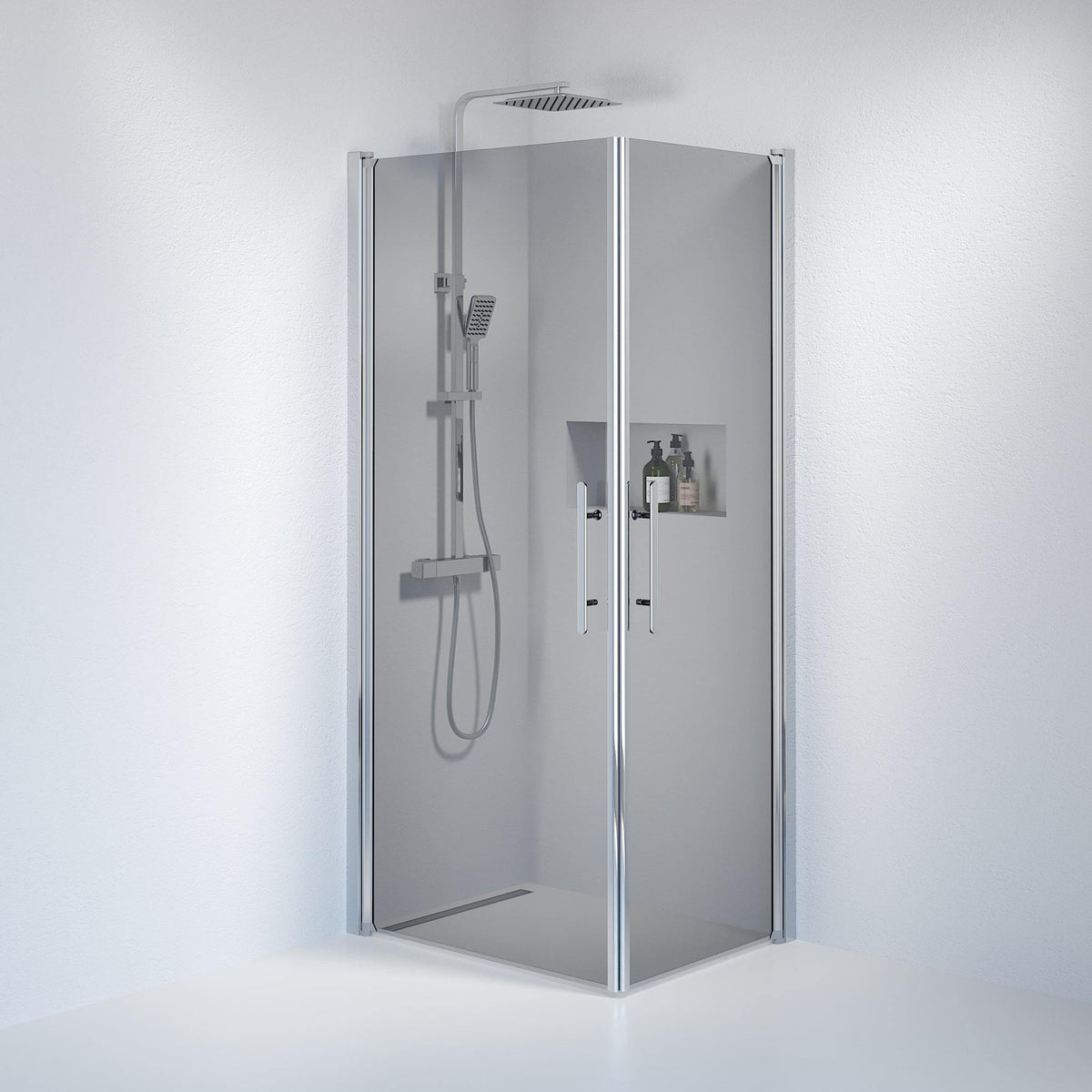 Square - Smoked, Shower Enclosure Set - Code, Smoked/Chrome - 80 cm - MASTERSTORE - 8595677120783 - Shower Enclosure Set - Code - 36 - 808 - 60 - 56 - 00 - 8595677120783