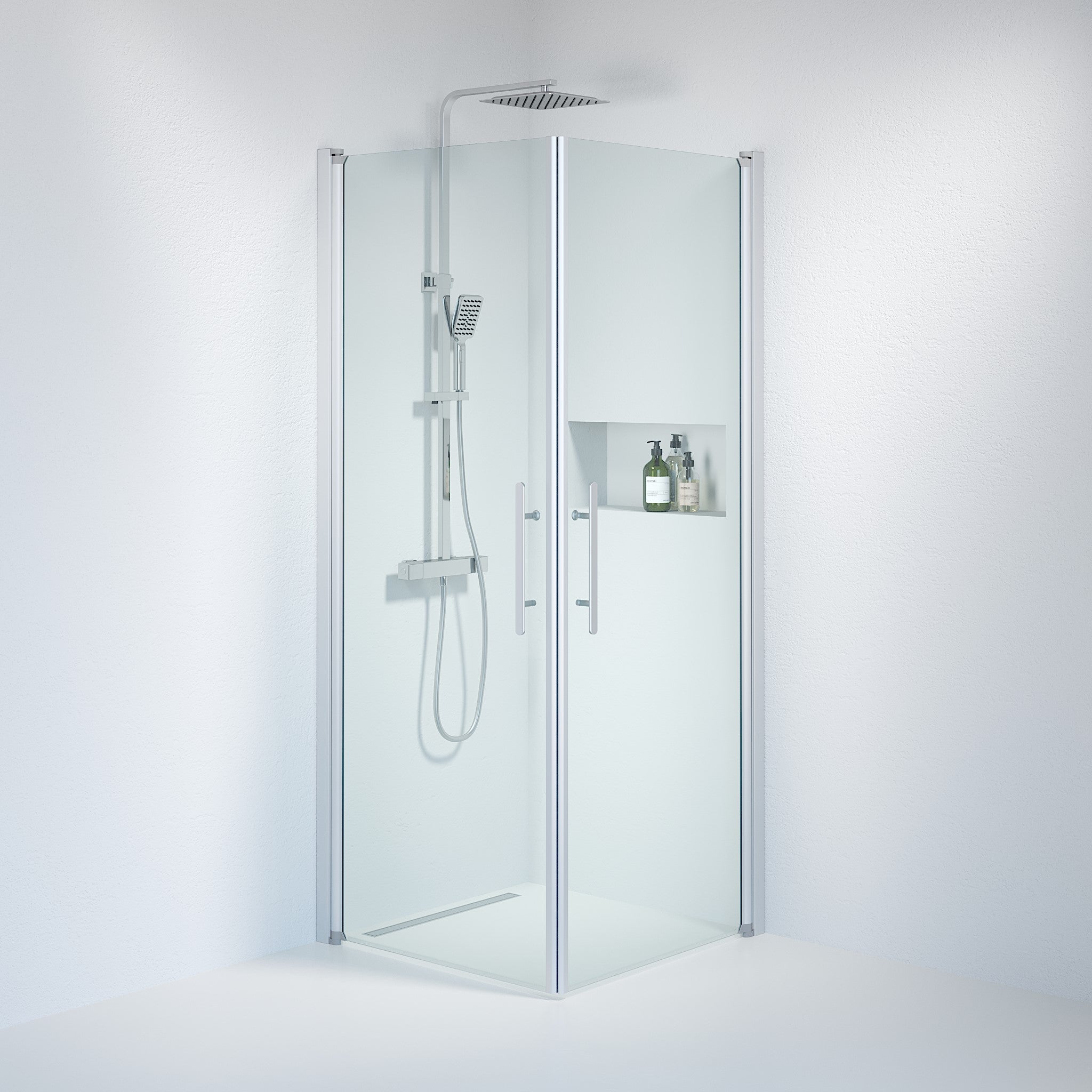 Square - Clear, Shower Enclosure Set - Code, Clear/Satin - 80 cm - MASTERSTORE - 8595677120790 - Shower Enclosure Set - Code - 36 - 808 - 67 - 50 - 00 - 8595677120790