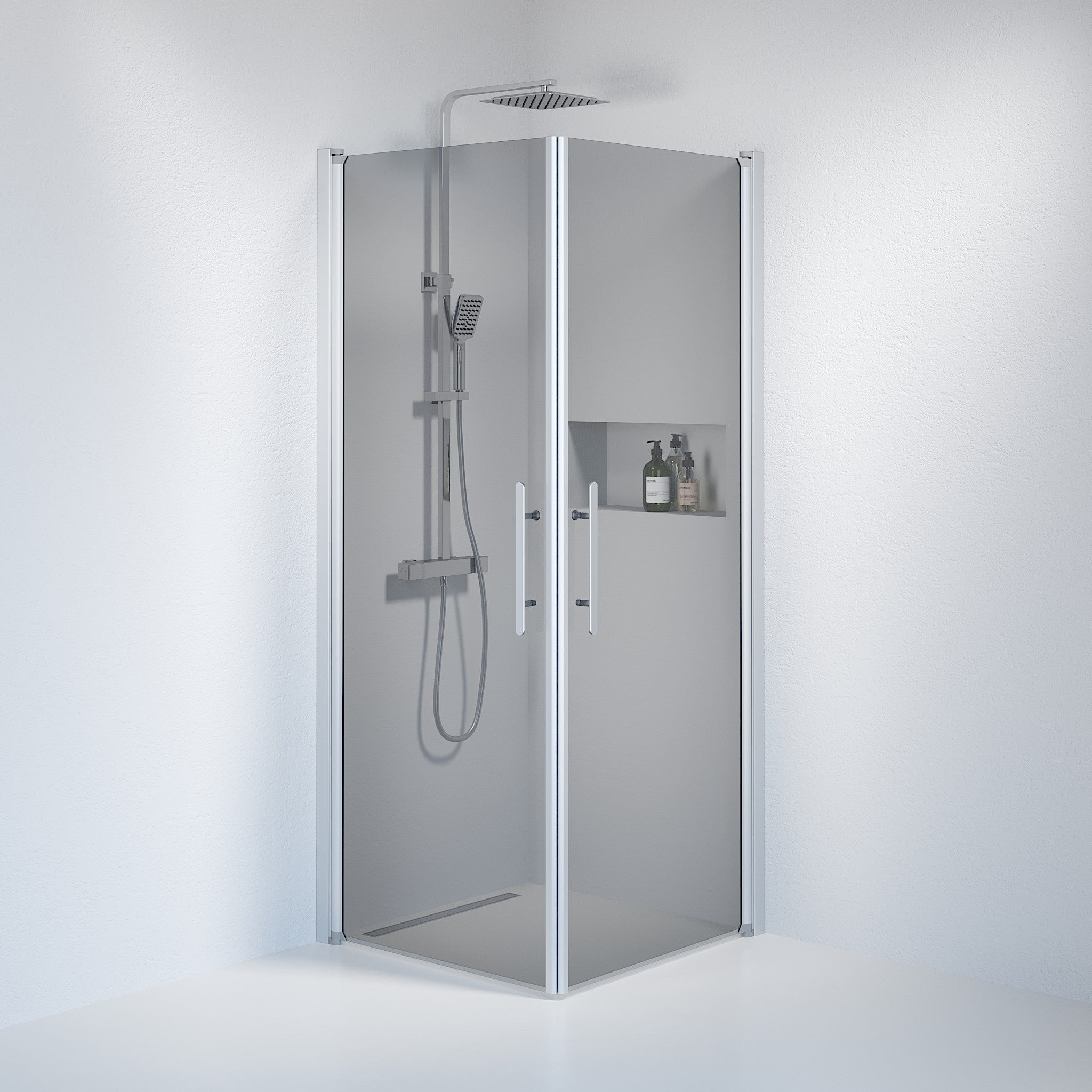 Square - Smoked, Shower Enclosure Set - Code, Smoked/Satin - 80 cm - MASTERSTORE - 8595677120820 - Shower Enclosure Set - Code - 36 - 808 - 67 - 56 - 00 - 8595677120820
