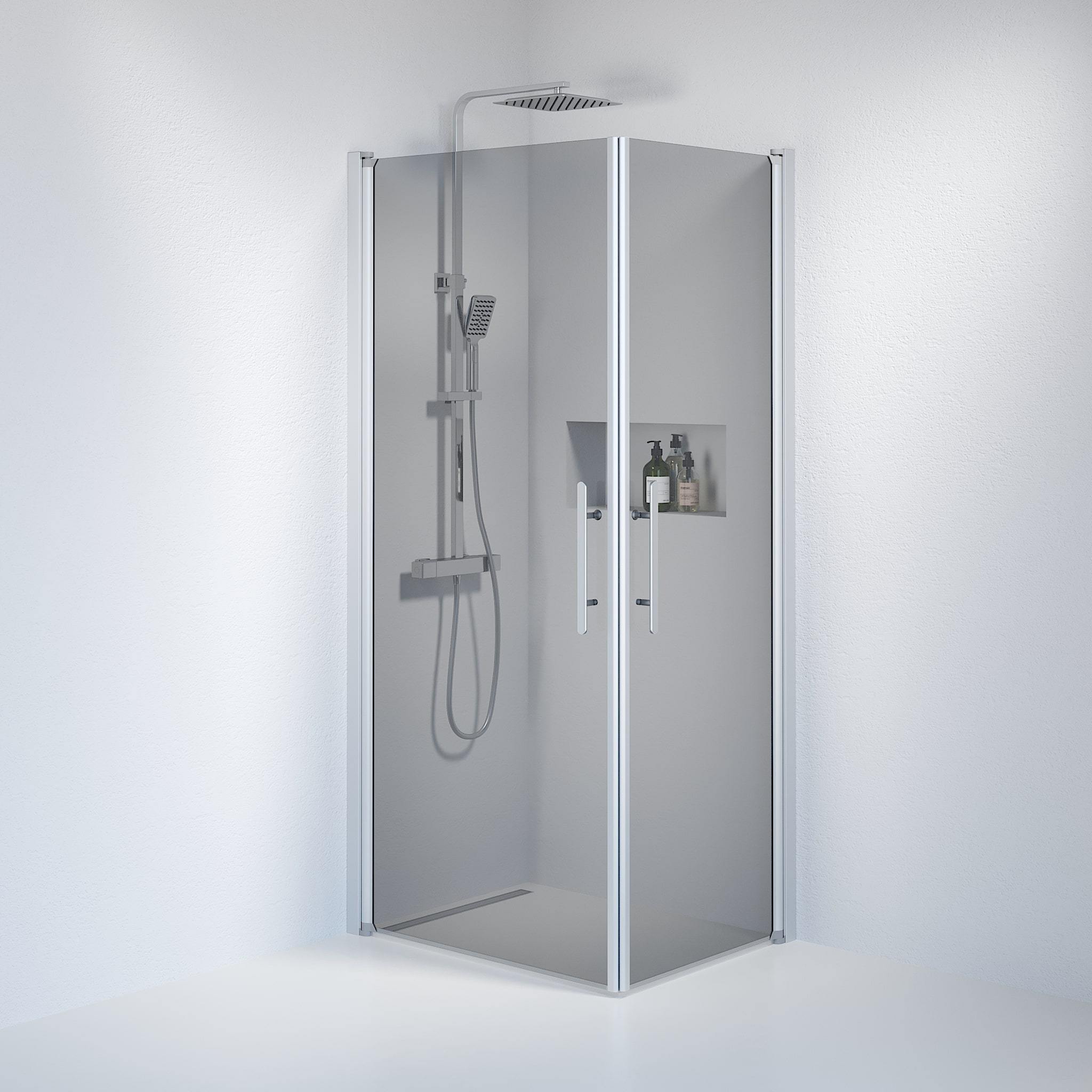 Square - Smoked, Shower Enclosure Set - Code, Smoked/Satin - 80 cm - MASTERSTORE - 8595677120820 - Shower Enclosure Set - Code - 36 - 808 - 67 - 56 - 00 - 8595677120820