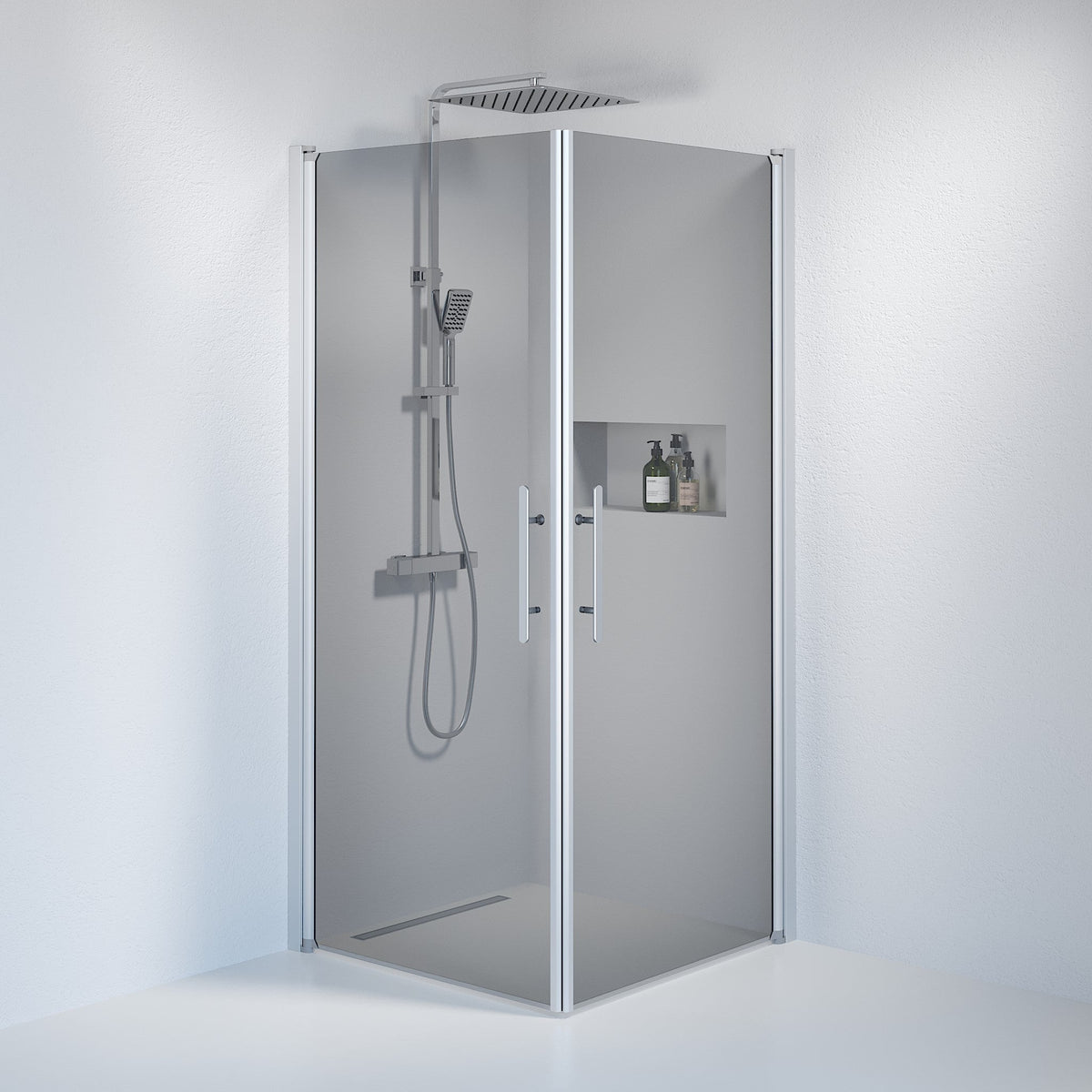 Square - Smoked, Shower Enclosure Set - Code, Smoked/Satin - 80 cm - MASTERSTORE - 8595677120820 - Shower Enclosure Set - Code - 36 - 808 - 67 - 56 - 00 - 8595677120820
