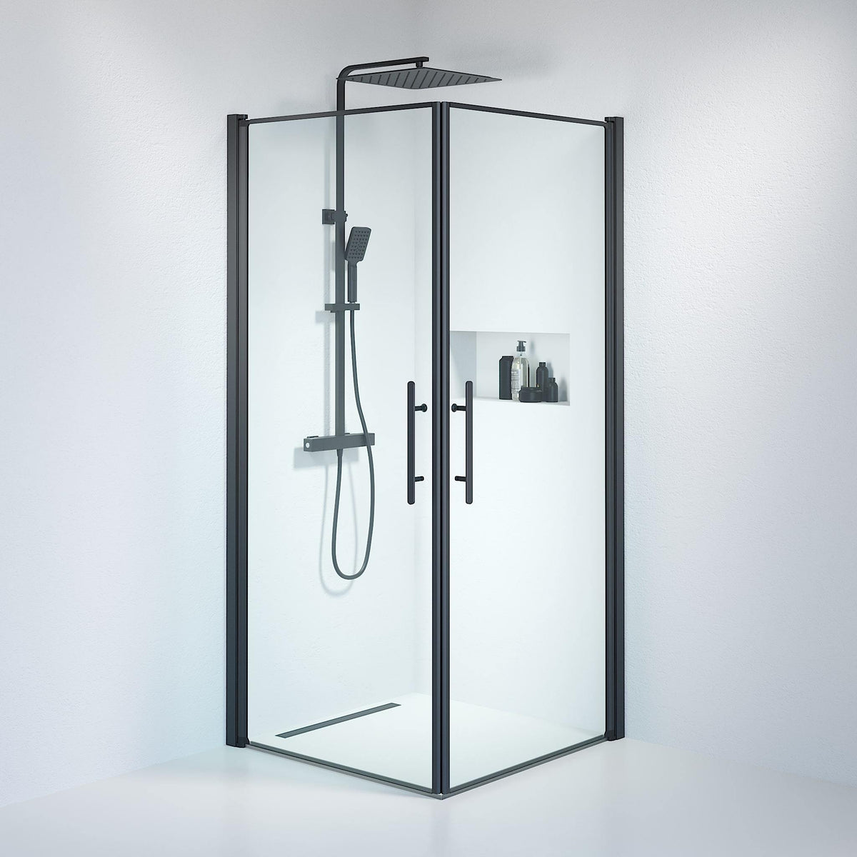 Square - Clear, Shower Enclosure Set - Code, Clear/Black - 80 cm - MASTERSTORE - 8595677120837 - Shower Enclosure Set - Code - 36 - 809 - 02 - 50 - 00 - 8595677120837