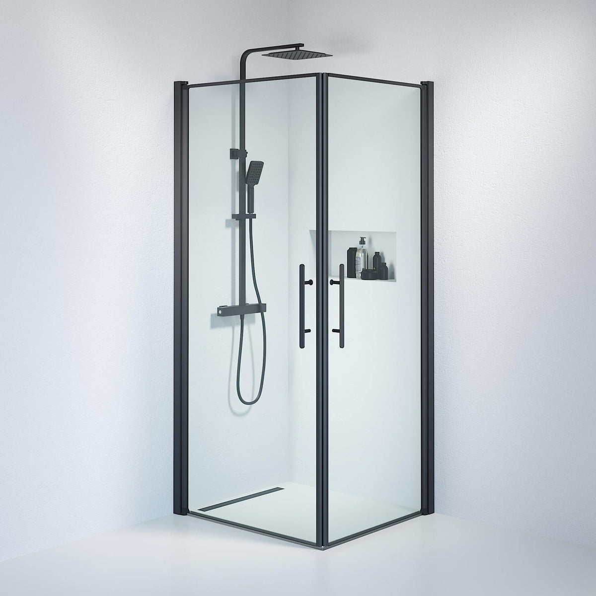 Square - Clear, Shower Enclosure Set - Code, Clear/Black - 80 cm - MASTERSTORE - 8595677120837 - Shower Enclosure Set - Code - 36 - 809 - 02 - 50 - 00 - 8595677120837