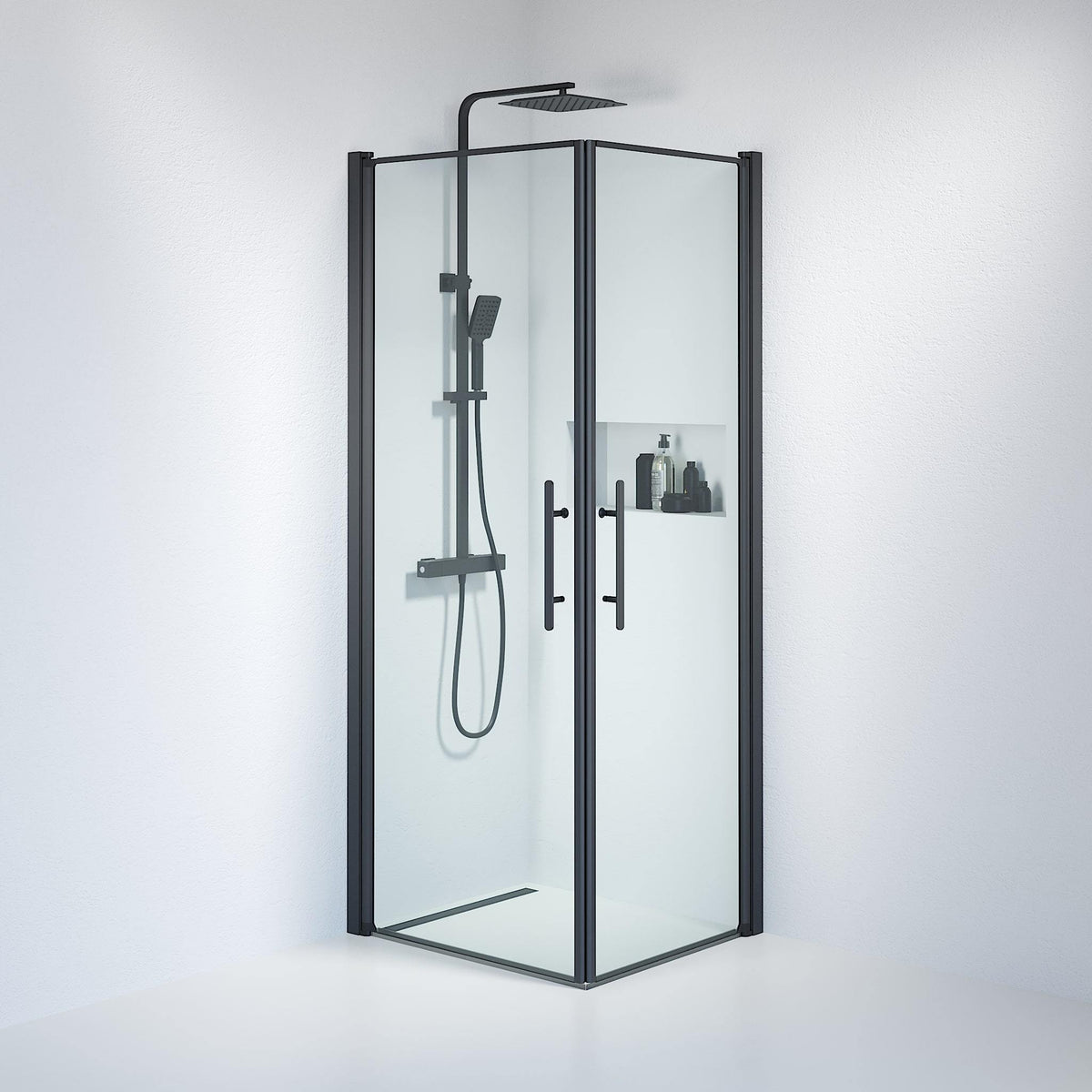 Square - Clear, Shower Enclosure Set - Code, Clear/Black - 80 cm - MASTERSTORE - 8595677120837 - Shower Enclosure Set - Code - 36 - 809 - 02 - 50 - 00 - 8595677120837