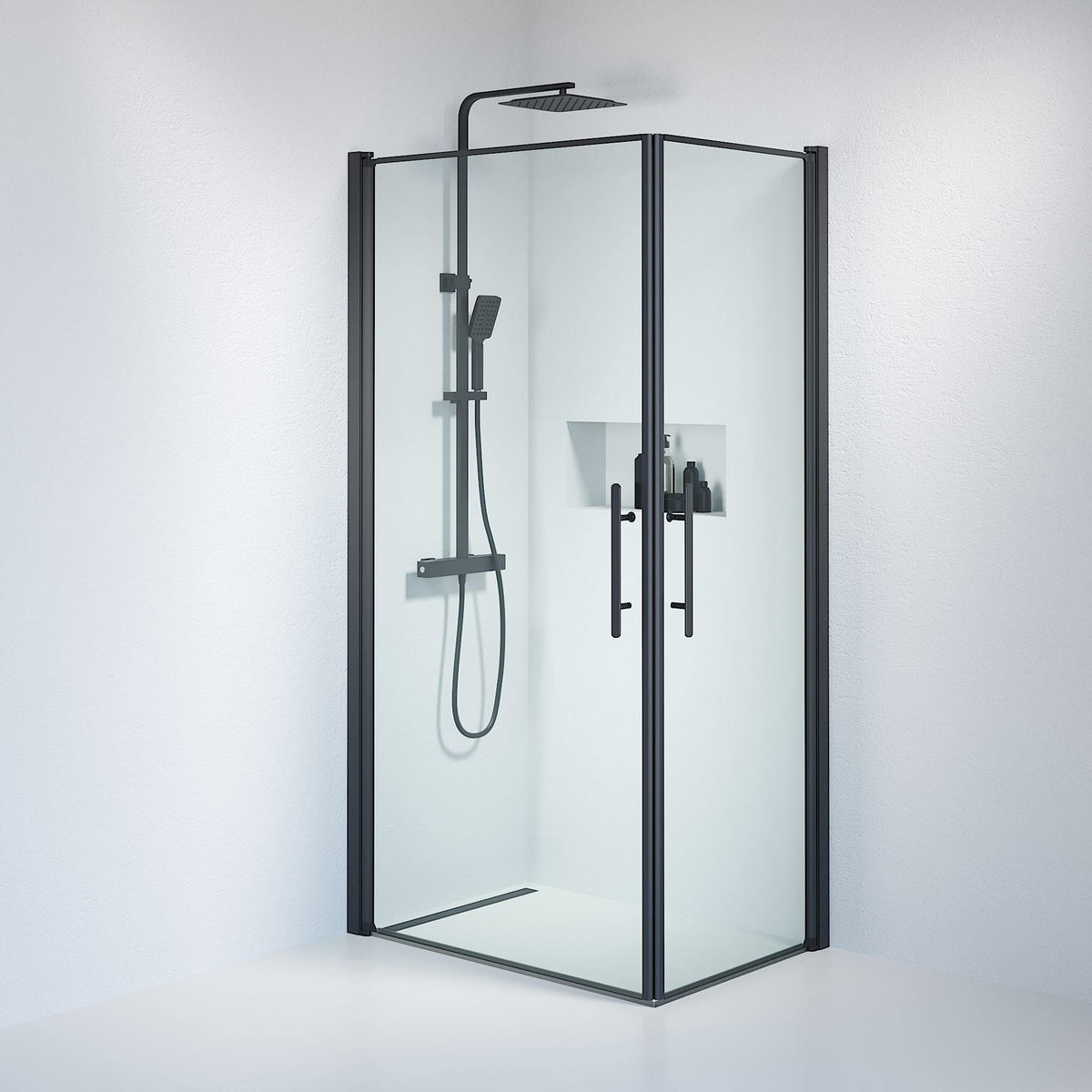 Square - Clear, Shower Enclosure Set - Code, Clear/Black - 80 cm - MASTERSTORE - 8595677120837 - Shower Enclosure Set - Code - 36 - 809 - 02 - 50 - 00 - 8595677120837
