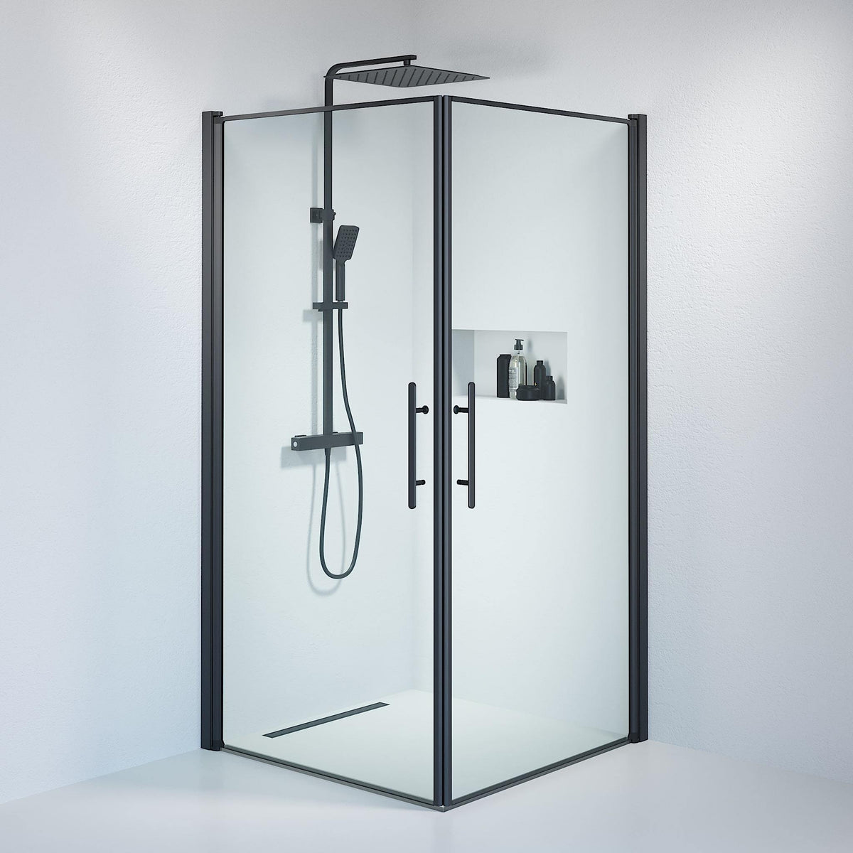 Square - Clear, Shower Enclosure Set - Code, Clear/Black - 80 cm - MASTERSTORE - 8595677120837 - Shower Enclosure Set - Code - 36 - 809 - 02 - 50 - 00 - 8595677120837