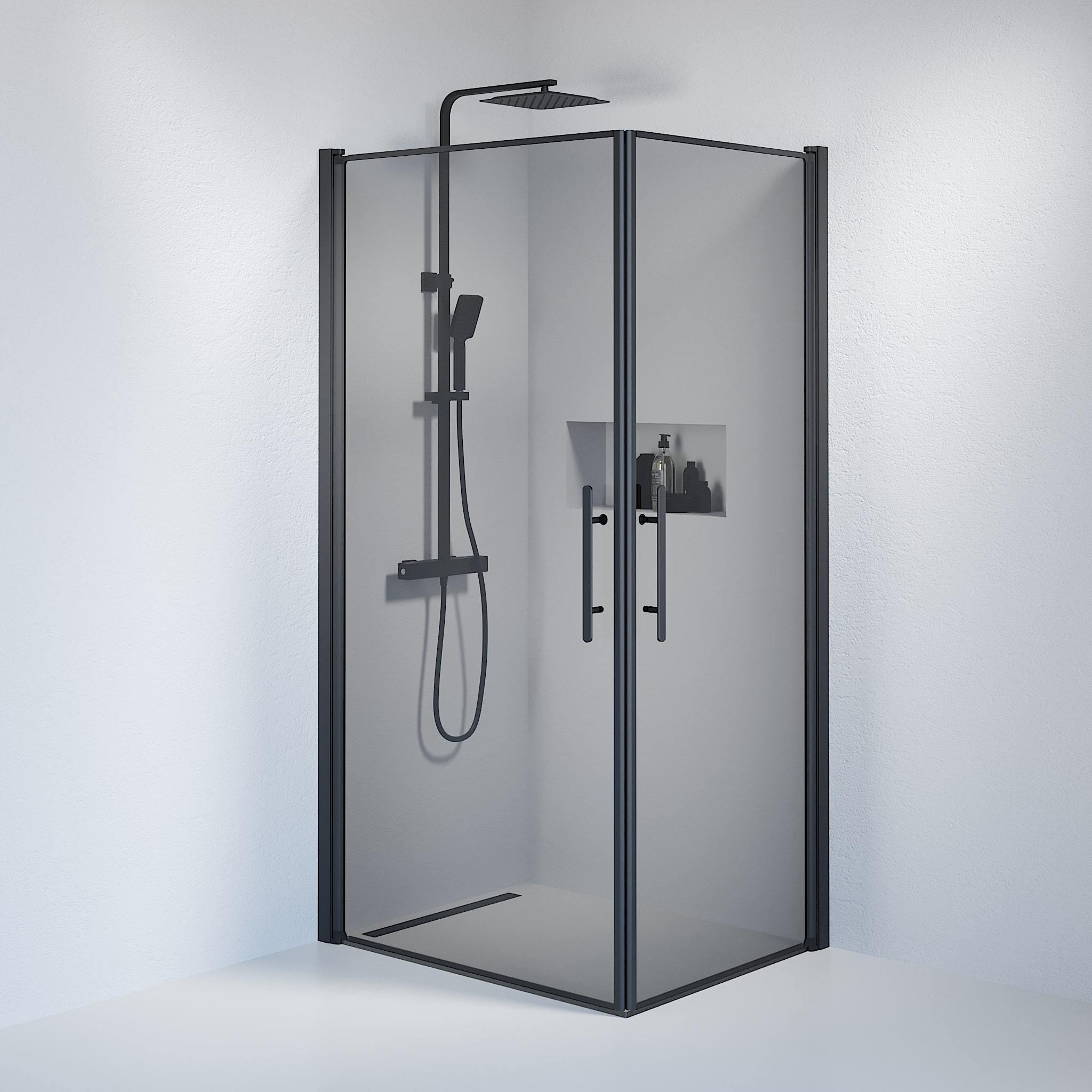 Square - Smoked, Shower Enclosure Set - Code, Smoked/Black - 80 cm - MASTERSTORE - 8595677120868 - Shower Enclosure Set - Code - 36 - 809 - 02 - 56 - 00 - 8595677120868