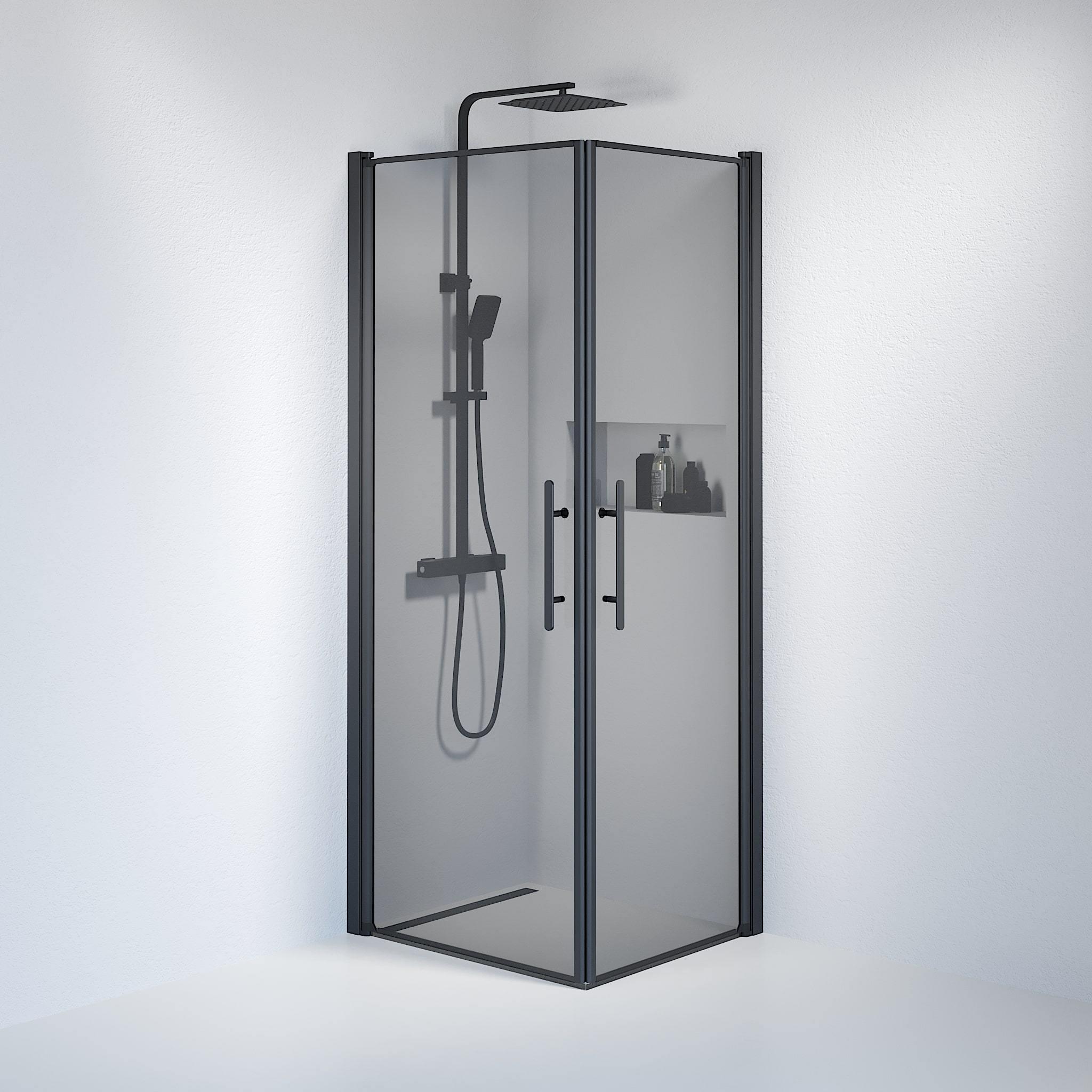 Square - Smoked, Shower Enclosure Set - Code, Smoked/Black - 80 cm - MASTERSTORE - 8595677120868 - Shower Enclosure Set - Code - 36 - 809 - 02 - 56 - 00 - 8595677120868