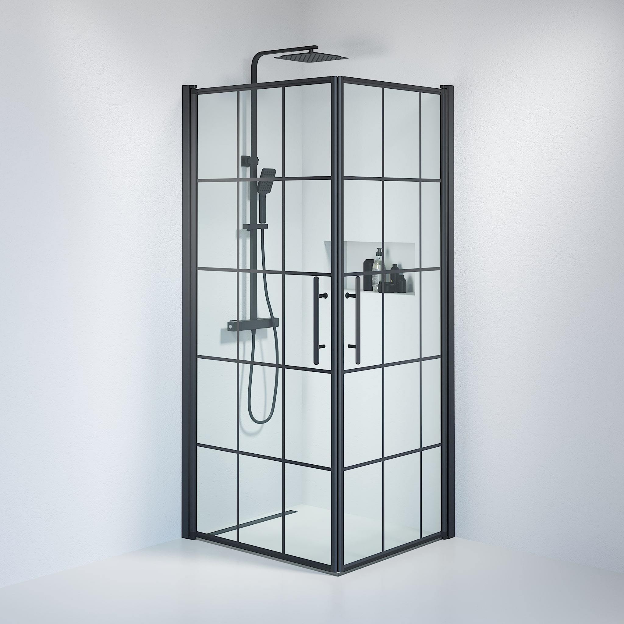 Square - Frames, Shower Enclosure Set - Code, Frame/Black - 80 cm - MASTERSTORE - 8595677120875 - Shower Enclosure Set - Code - 36 - 809 - 02 - 49 - 01 - 8595677120875
