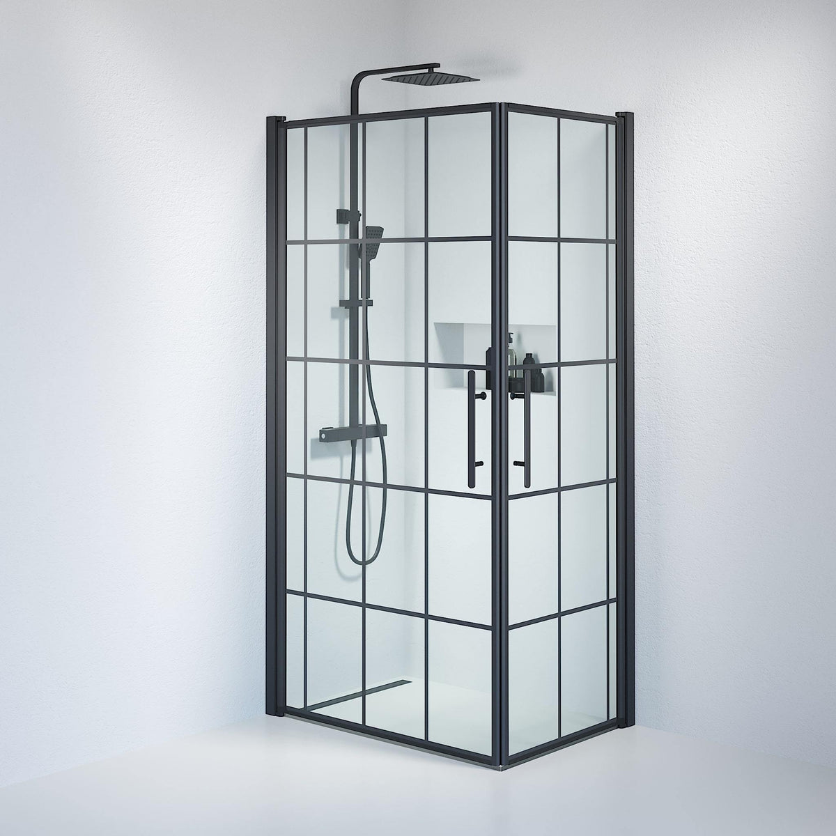Square - Frames, Shower Enclosure Set - Code, Frame/Black - 80 cm - MASTERSTORE - 8595677120875 - Shower Enclosure Set - Code - 36 - 809 - 02 - 49 - 01 - 8595677120875