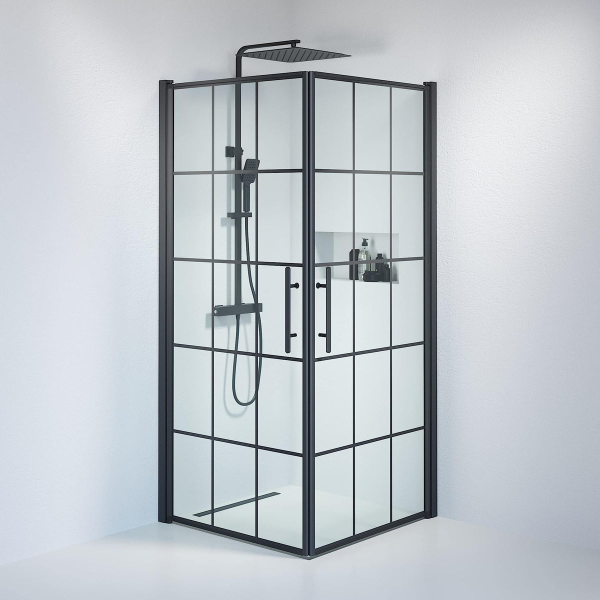 Square - Frames, Shower Enclosure Set - Code, Frame/Black - 80 cm - MASTERSTORE - 8595677120875 - Shower Enclosure Set - Code - 36 - 809 - 02 - 49 - 01 - 8595677120875