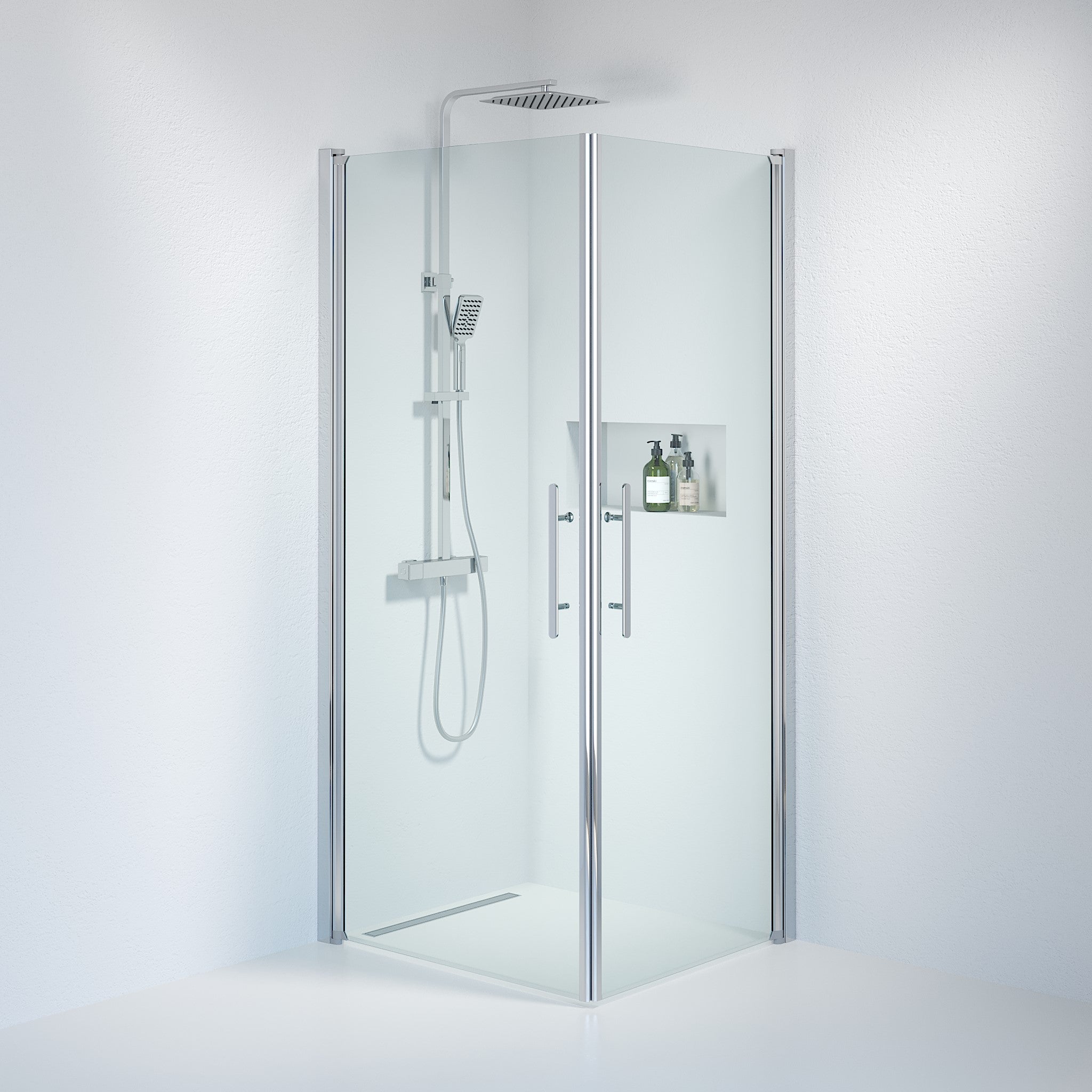 Square - Clear, Shower Enclosure Set - Code, Clear/Chrome - 80 cm - MASTERSTORE - 8595677120882 - Shower Enclosure Set - Code - 36 - 809 - 60 - 50 - 00 - 8595677120882