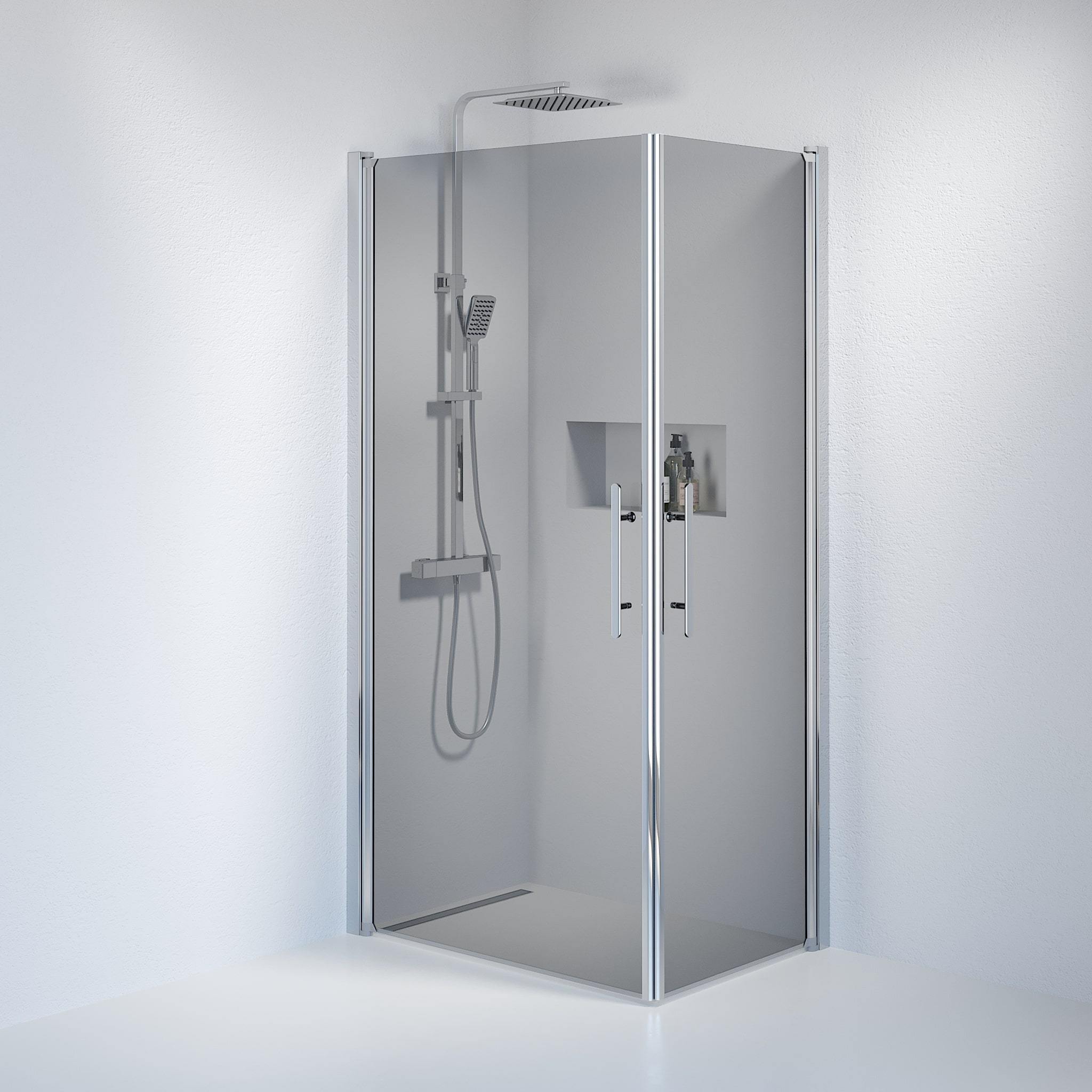 Square - Smoked, Shower Enclosure Set - Code, Smoked/Chrome - 80 cm - MASTERSTORE - 8595677120912 - Shower Enclosure Set - Code - 36 - 809 - 60 - 56 - 00 - 8595677120912
