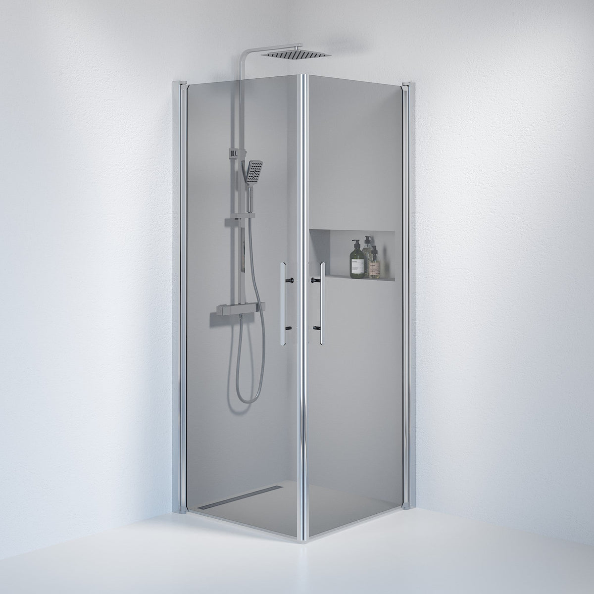 Square - Smoked, Shower Enclosure Set - Code, Smoked/Chrome - 80 cm - MASTERSTORE - 8595677120912 - Shower Enclosure Set - Code - 36 - 809 - 60 - 56 - 00 - 8595677120912