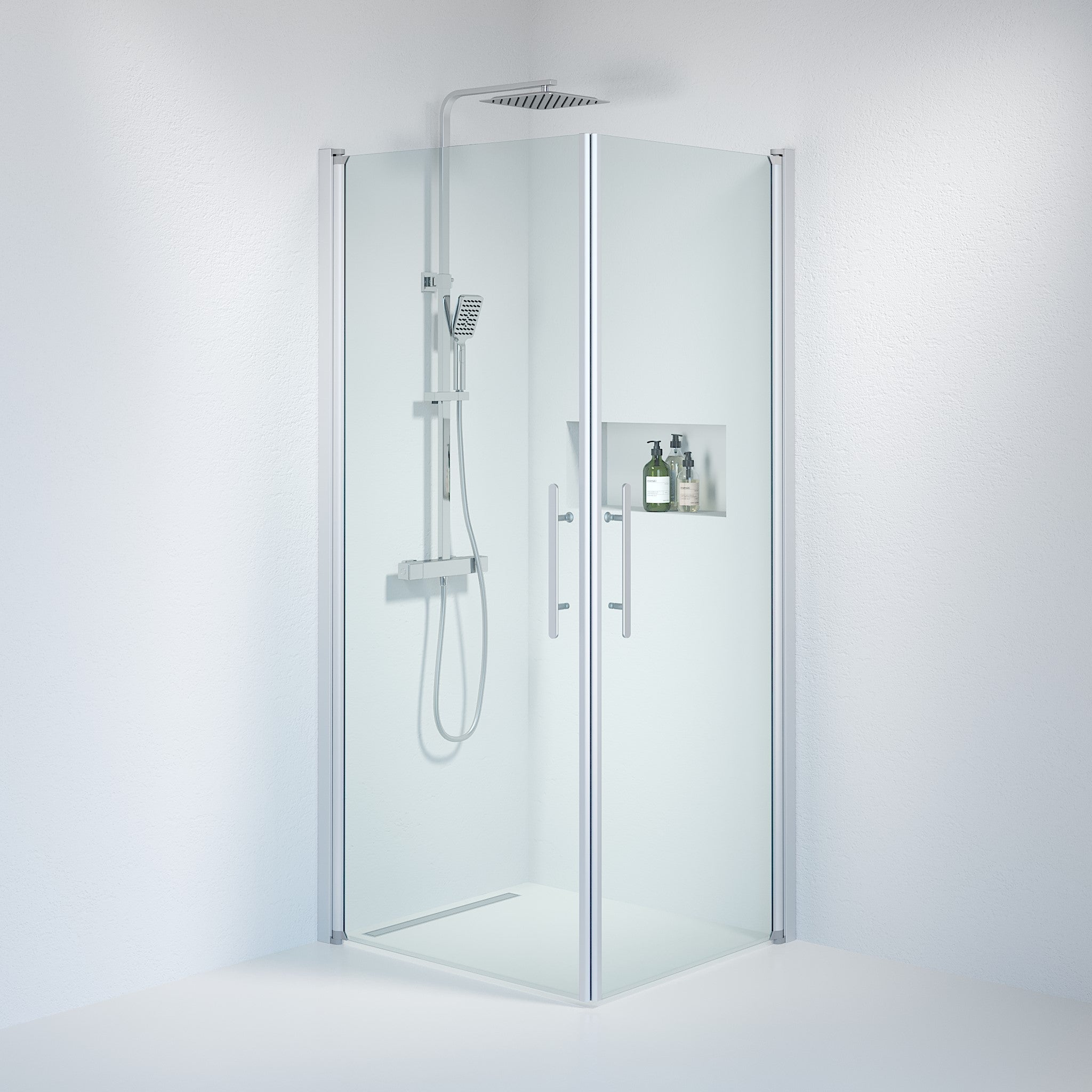 Square - Clear, Shower Enclosure Set - Code, Clear/Satin - 80 cm - MASTERSTORE - 8595677120929 - Shower Enclosure Set - Code - 36 - 809 - 67 - 50 - 00 - 8595677120929