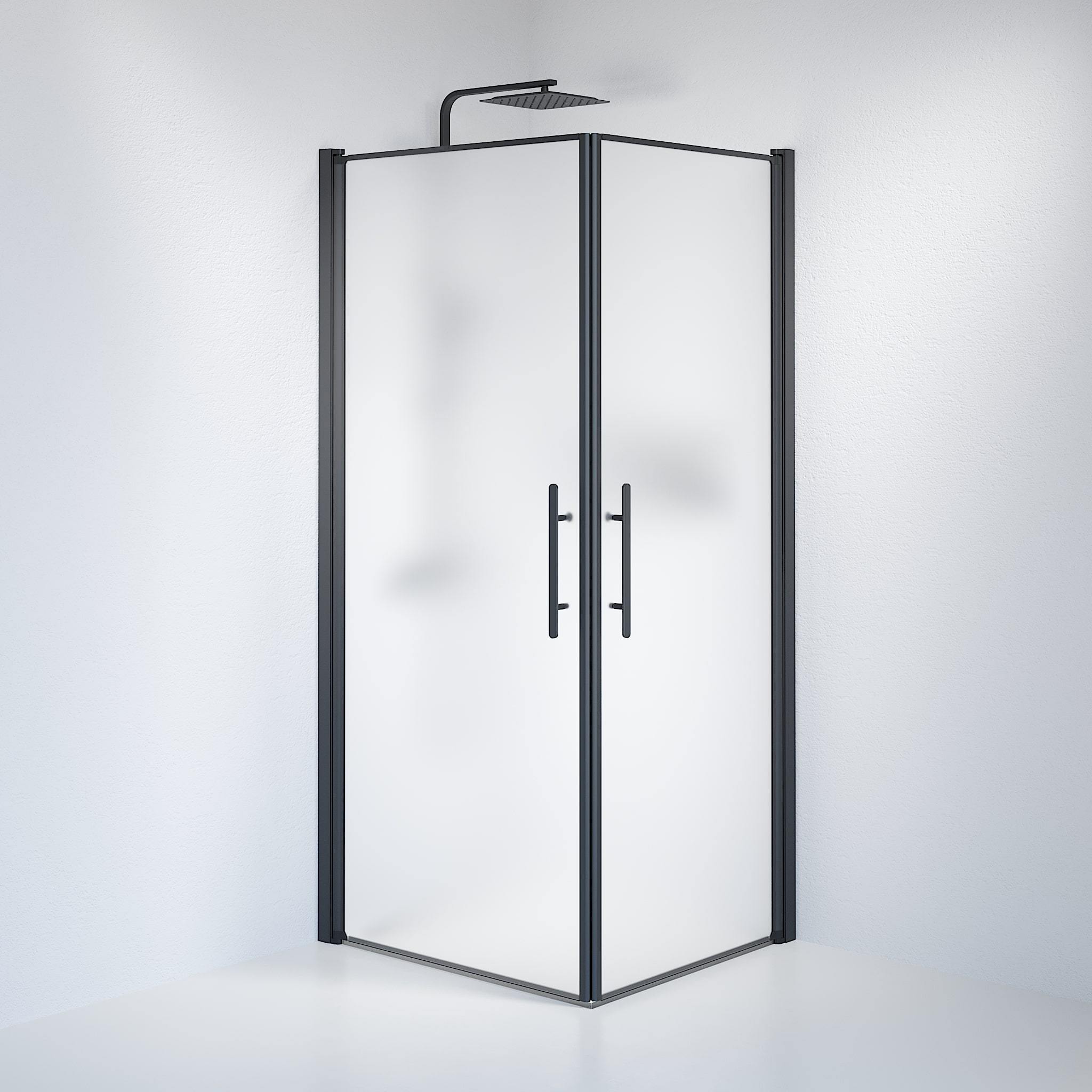 Square - Frosted, Shower Enclosure Set - Code, Matt/Black - 90 cm - MASTERSTORE - 8595677120981 - Shower Enclosure Set - Code - 36 - 909 - 02 - 55 - 00 - 8595677120981