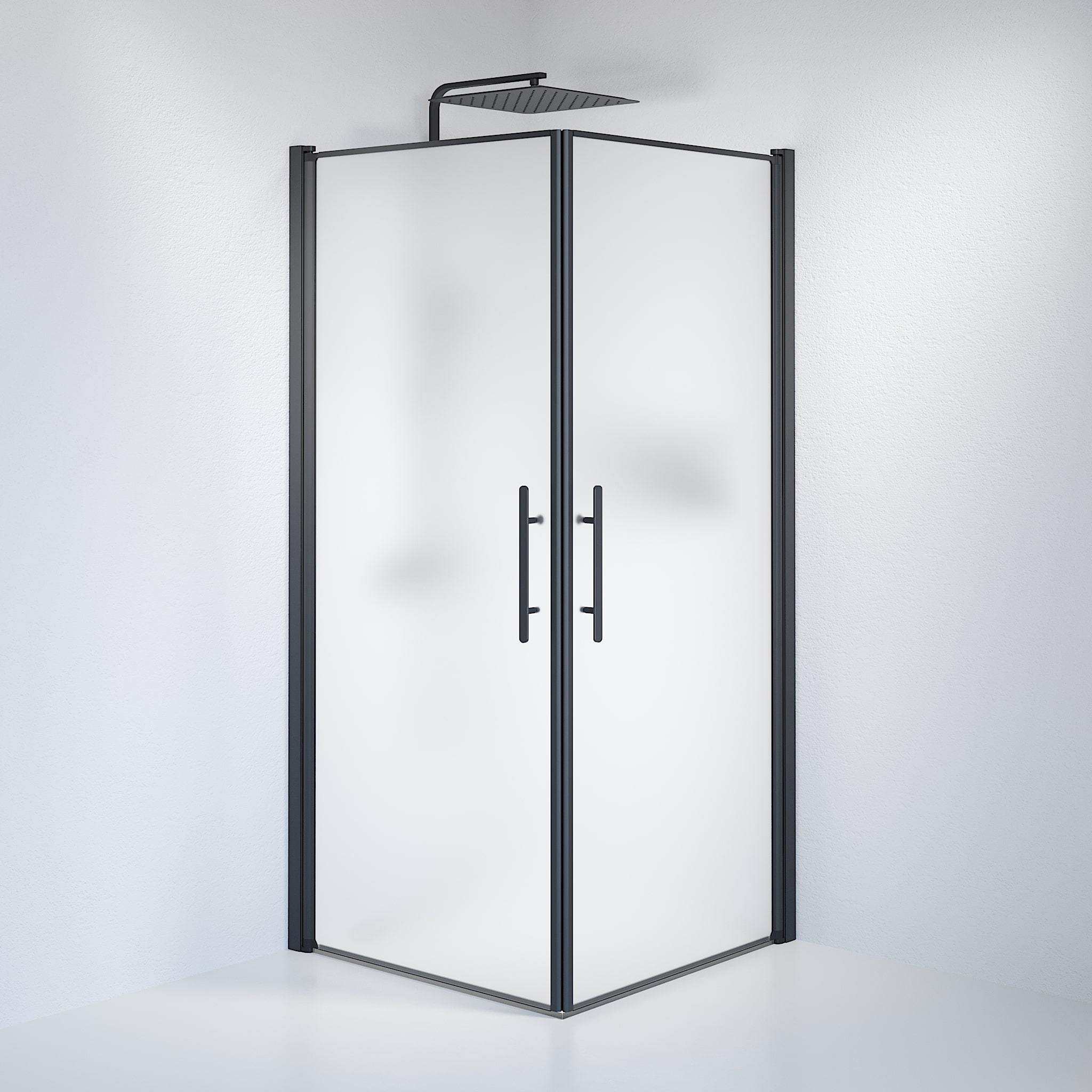 Square - Frosted, Shower Enclosure Set - Code, Matt/Black - 90 cm - MASTERSTORE - 8595677120981 - Shower Enclosure Set - Code - 36 - 909 - 02 - 55 - 00 - 8595677120981
