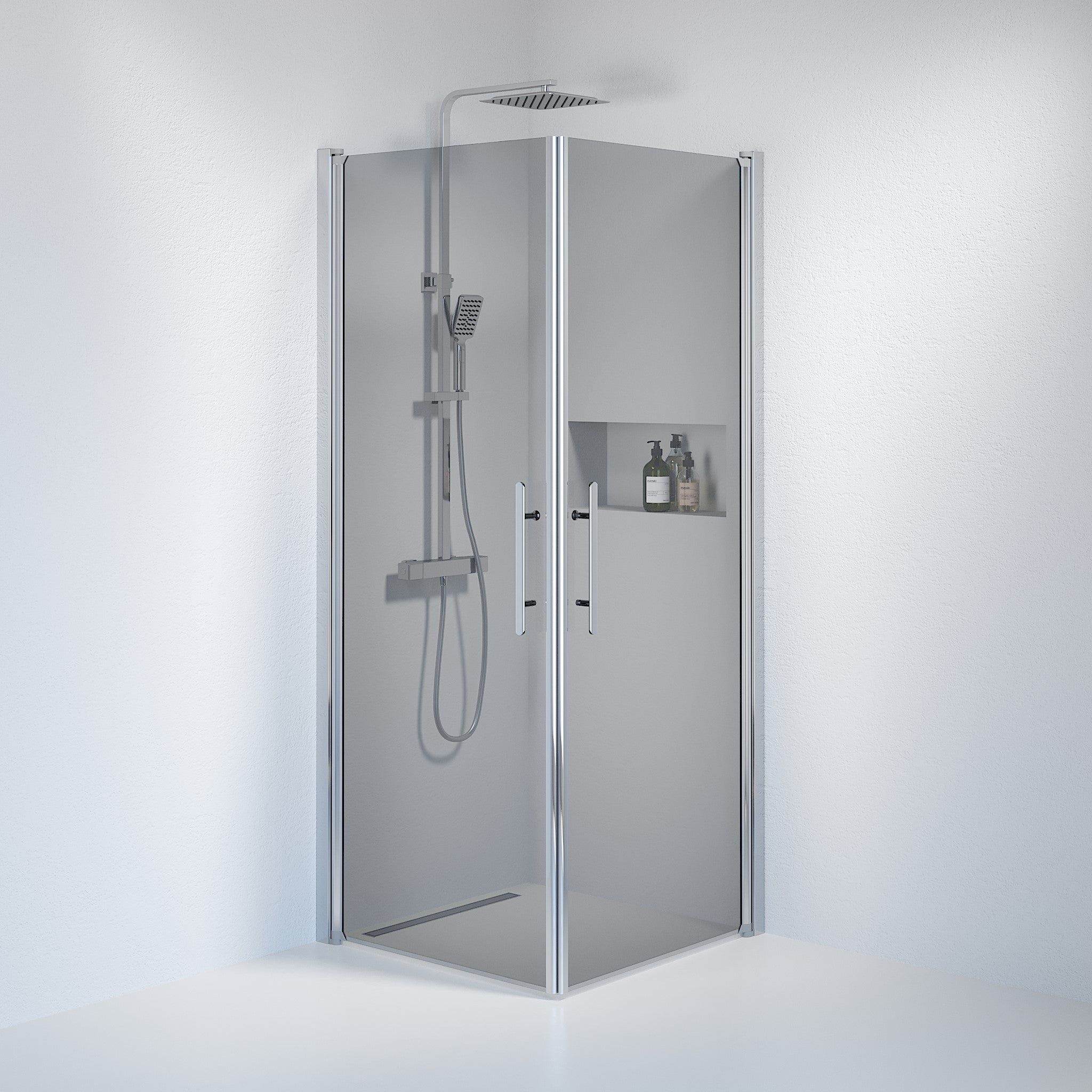 Square - Smoked, Shower Enclosure Set - Code, Smoked/Chrome - 90 cm - MASTERSTORE - 8595677121049 - Shower Enclosure Set - Code - 36 - 909 - 60 - 56 - 00 - 8595677121049