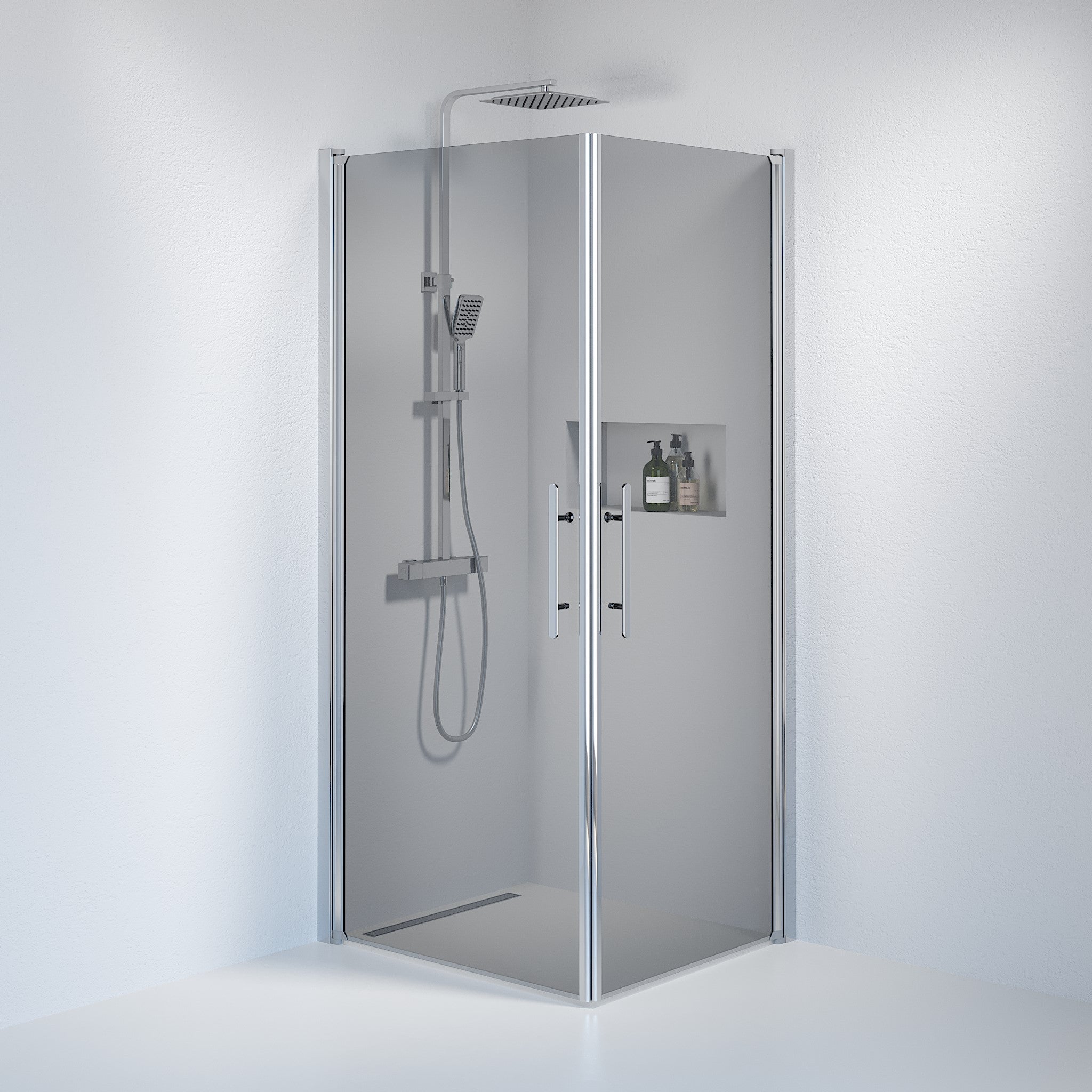 Square - Smoked, Shower Enclosure Set - Code, Smoked/Chrome - 90 cm - MASTERSTORE - 8595677121049 - Shower Enclosure Set - Code - 36 - 909 - 60 - 56 - 00 - 8595677121049
