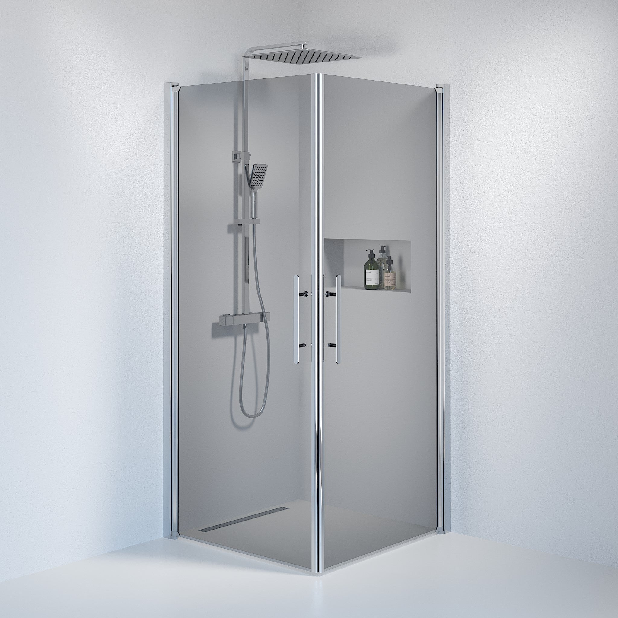 Square - Smoked, Shower Enclosure Set - Code, Smoked/Chrome - 90 cm - MASTERSTORE - 8595677121049 - Shower Enclosure Set - Code - 36 - 909 - 60 - 56 - 00 - 8595677121049