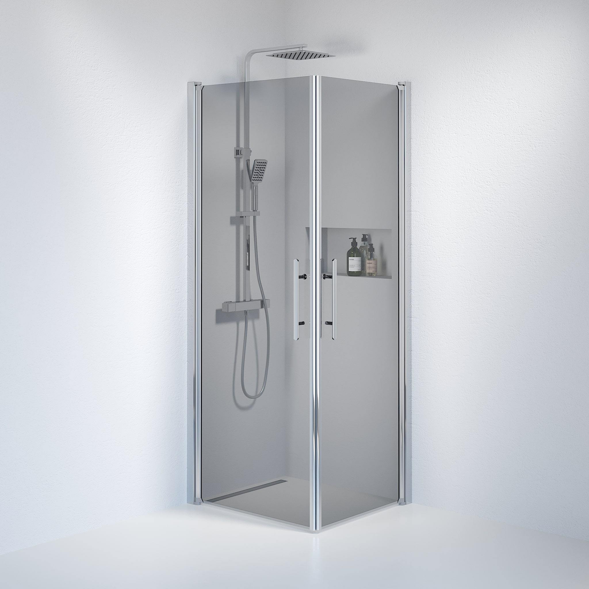 Square - Smoked, Shower Enclosure Set - Code, Smoked/Chrome - 90 cm - MASTERSTORE - 8595677121049 - Shower Enclosure Set - Code - 36 - 909 - 60 - 56 - 00 - 8595677121049