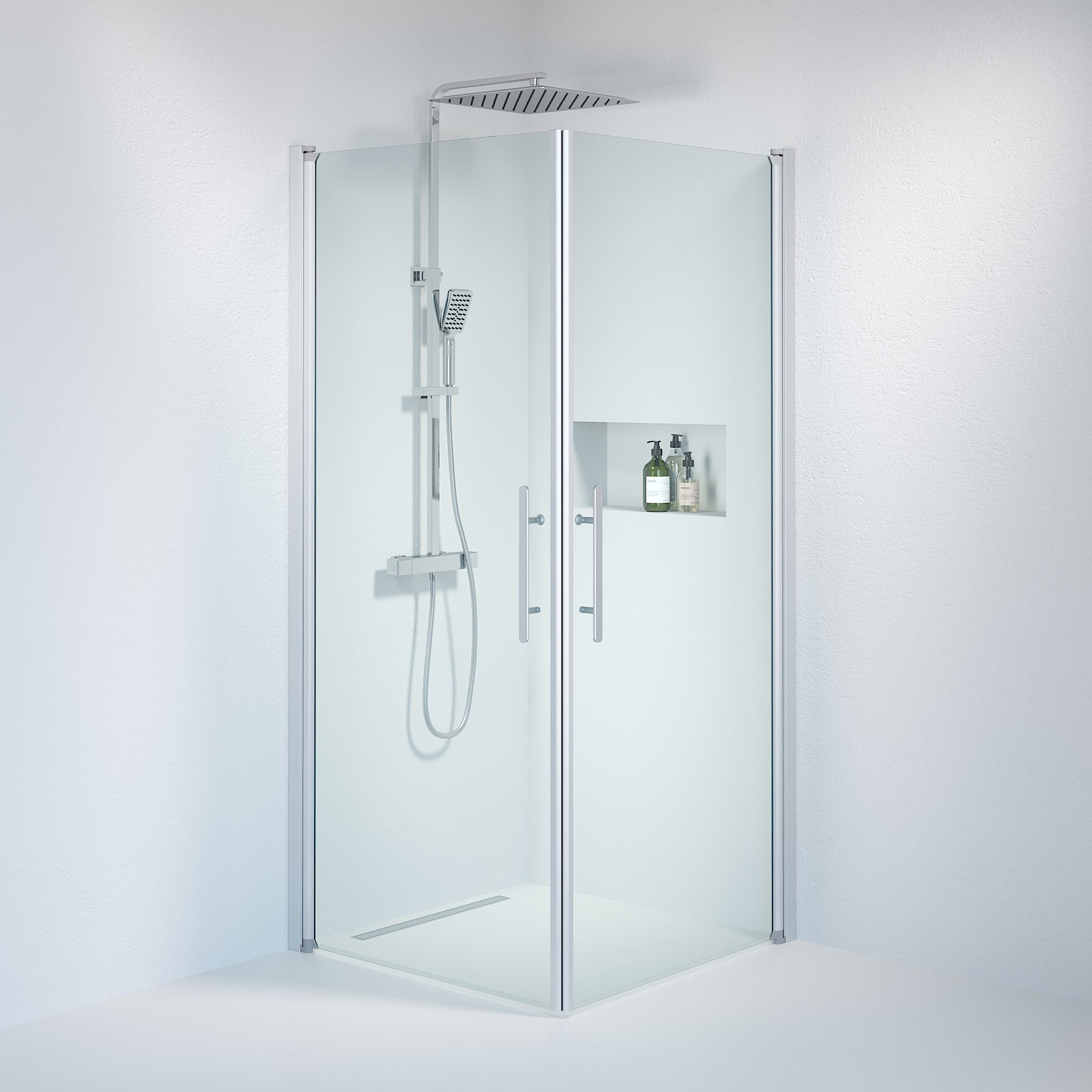 Square - Clear, Shower Enclosure Set - Code, Clear/Satin - 90 cm - MASTERSTORE - 8595677121056 - Shower Enclosure Set - Code - 36 - 909 - 67 - 50 - 00 - 8595677121056
