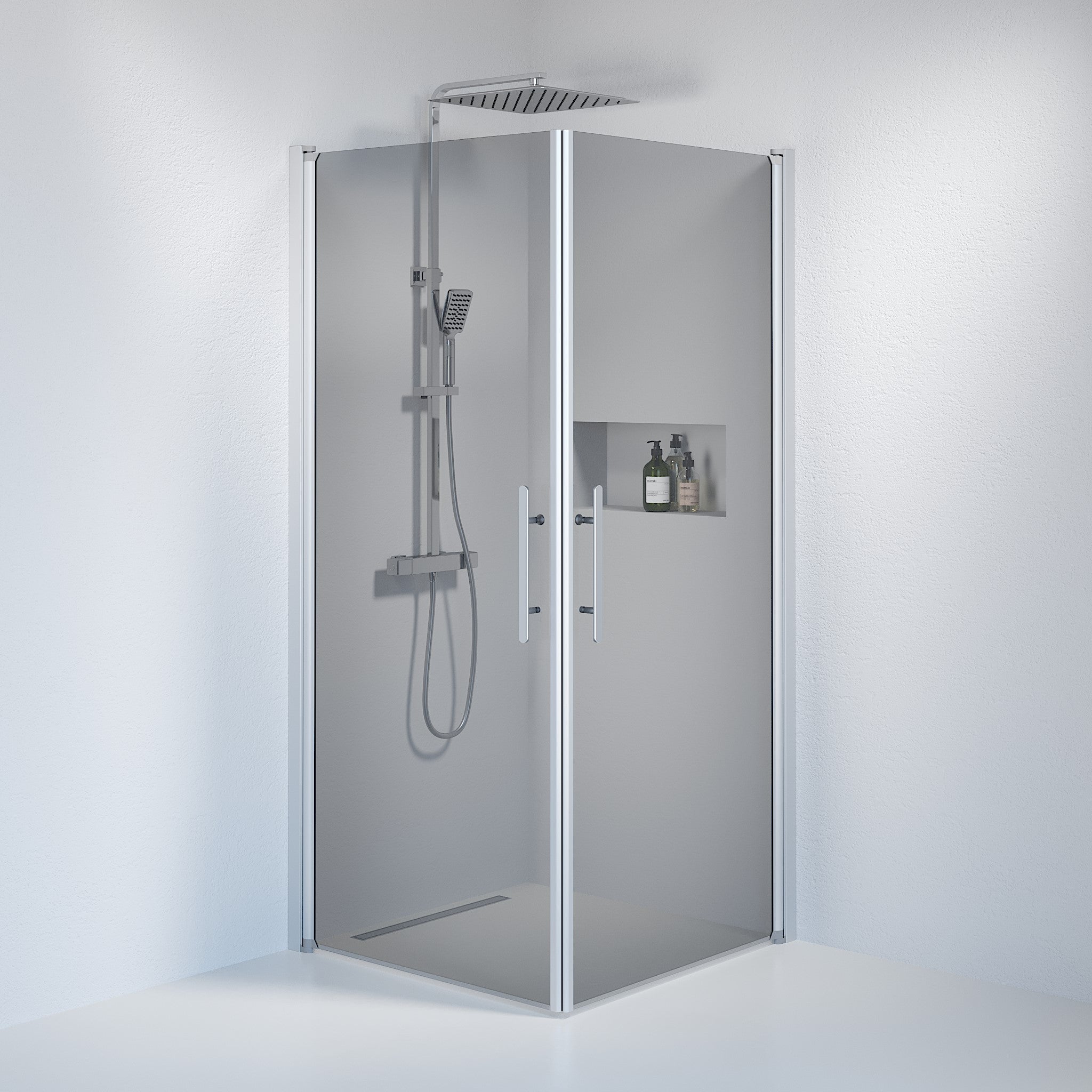 Square - Smoked, Shower Enclosure Set - Code, Smoked/Satin - 90 cm - MASTERSTORE - 8595677121087 - Shower Enclosure Set - Code - 36 - 909 - 67 - 56 - 00 - 8595677121087