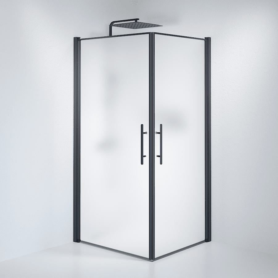 Square - Frosted, Shower Encl. Set - Square, Matt/Black - 90 cm - MASTERSTORE - 8595677121117 - Shower Enclosure Set - Code - 36-901-02-55-00 - 8595677121117