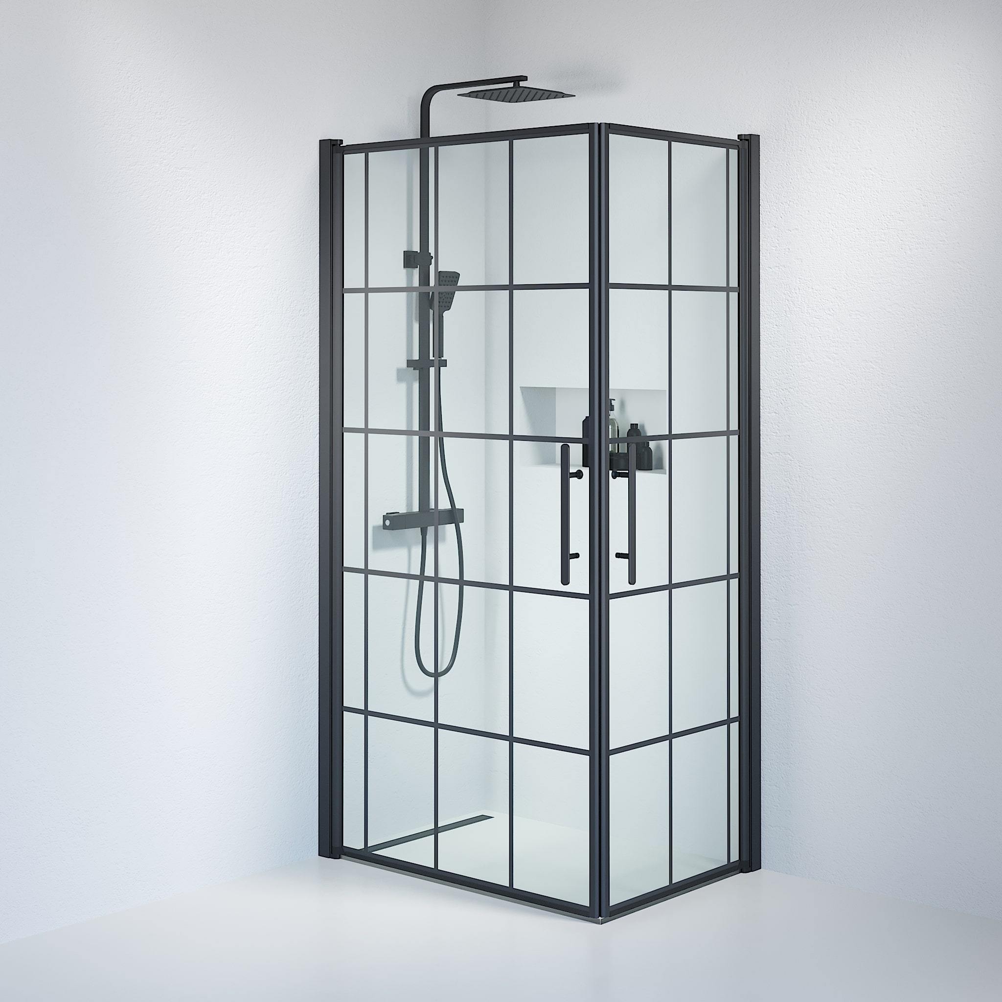 Square - Frames, Shower Enclosure Set - Code, Frame/Black - 90 cm - MASTERSTORE - 8595677121131 - Shower Enclosure Set - Code - 36 - 901 - 02 - 49 - 01 - 8595677121131