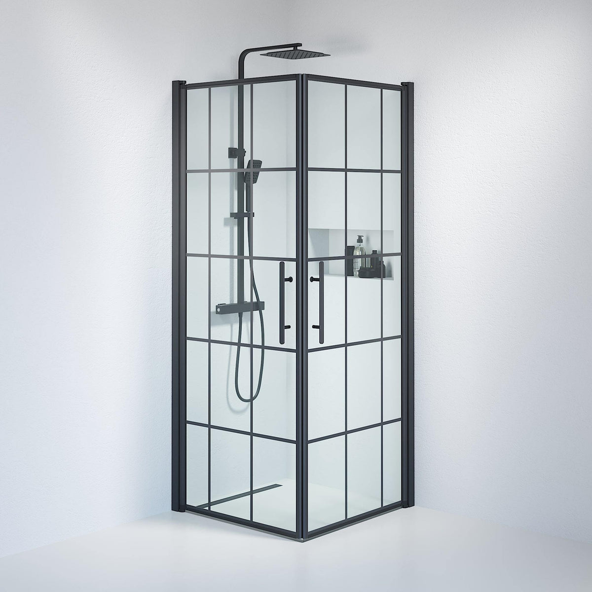 Square - Frames, Shower Enclosure Set - Code, Frame/Black - 90 cm - MASTERSTORE - 8595677121131 - Shower Enclosure Set - Code - 36 - 901 - 02 - 49 - 01 - 8595677121131