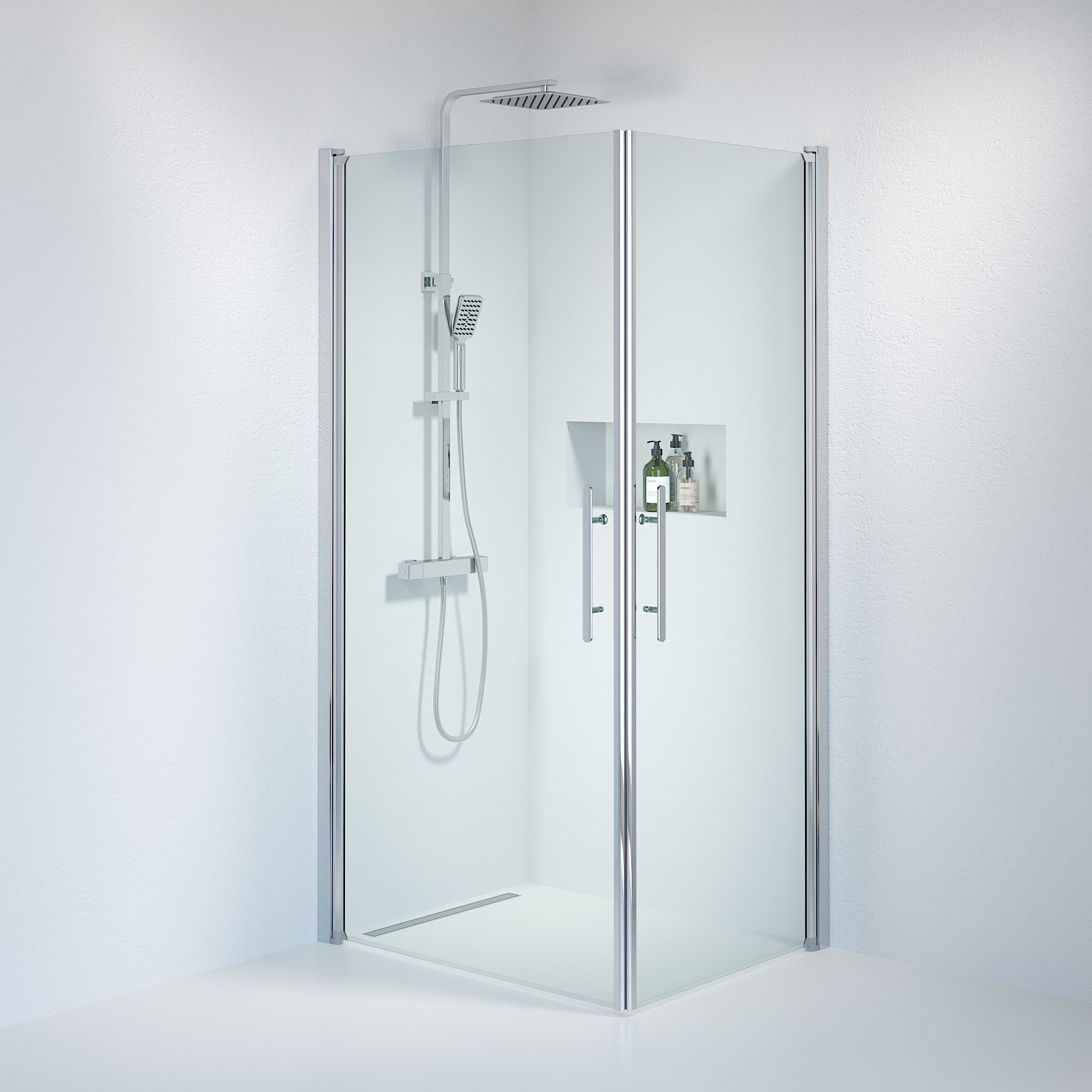 Square - Clear, Shower Enclosure Set - Code, Clear/Chrome - 90 cm - MASTERSTORE - 8595677121148 - Shower Enclosure Set - Code - 36 - 901 - 60 - 50 - 00 - 8595677121148