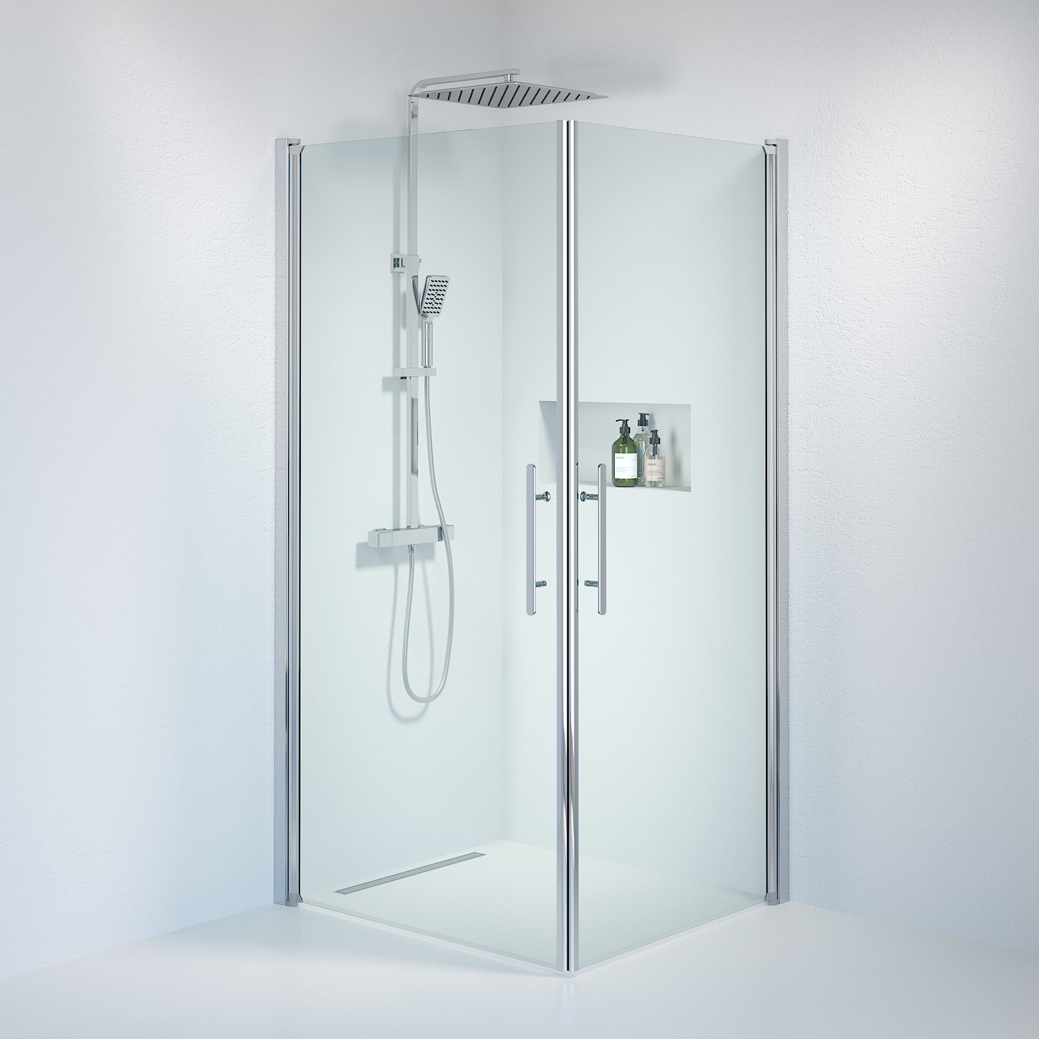 Square - Clear, Shower Enclosure Set - Code, Clear/Chrome - 90 cm - MASTERSTORE - 8595677121148 - Shower Enclosure Set - Code - 36 - 901 - 60 - 50 - 00 - 8595677121148