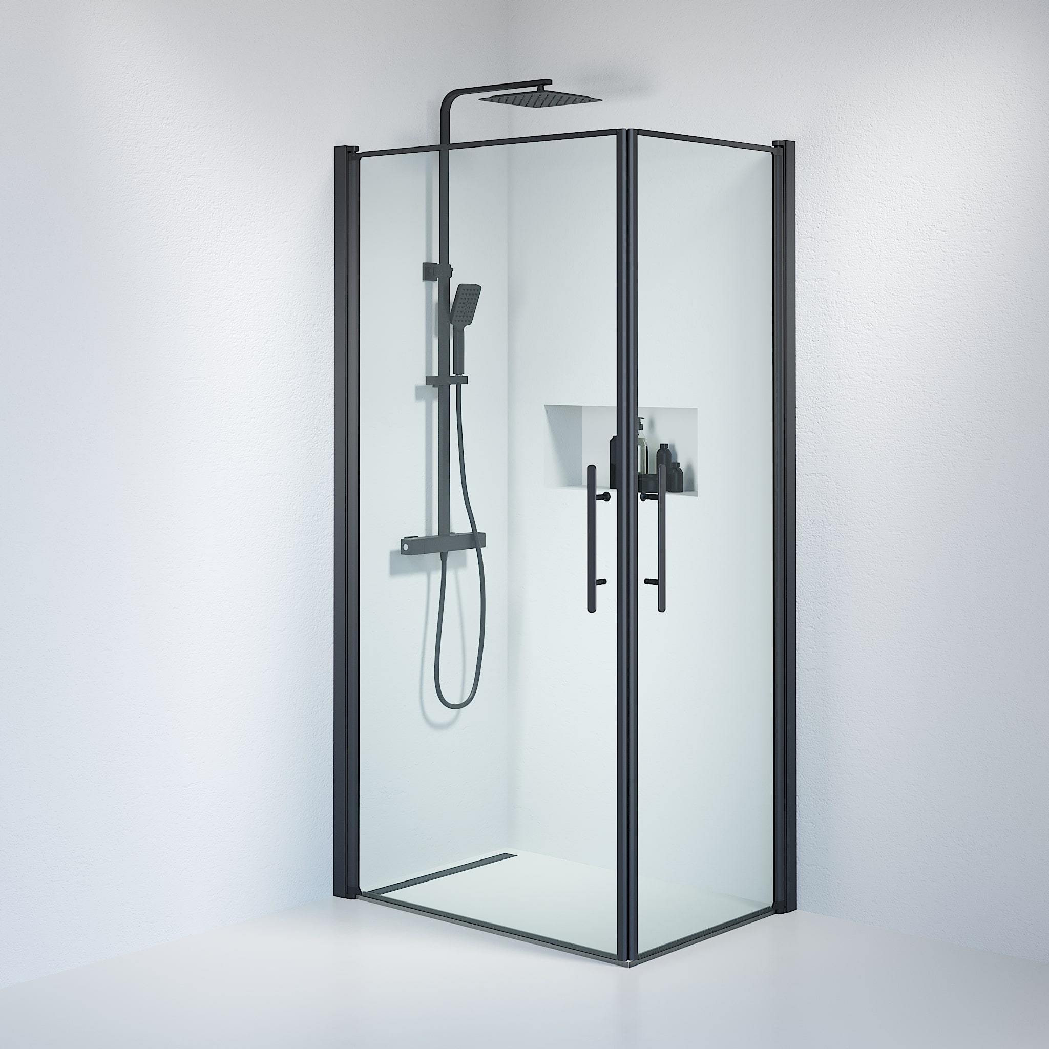 Square - Clear, Shower Enclosure Set - Code, Clear/Black - 100 cm - MASTERSTORE - 8595677121223 - Shower Enclosure Set - Code - 36 - 101 - 02 - 50 - 00 - 8595677121223